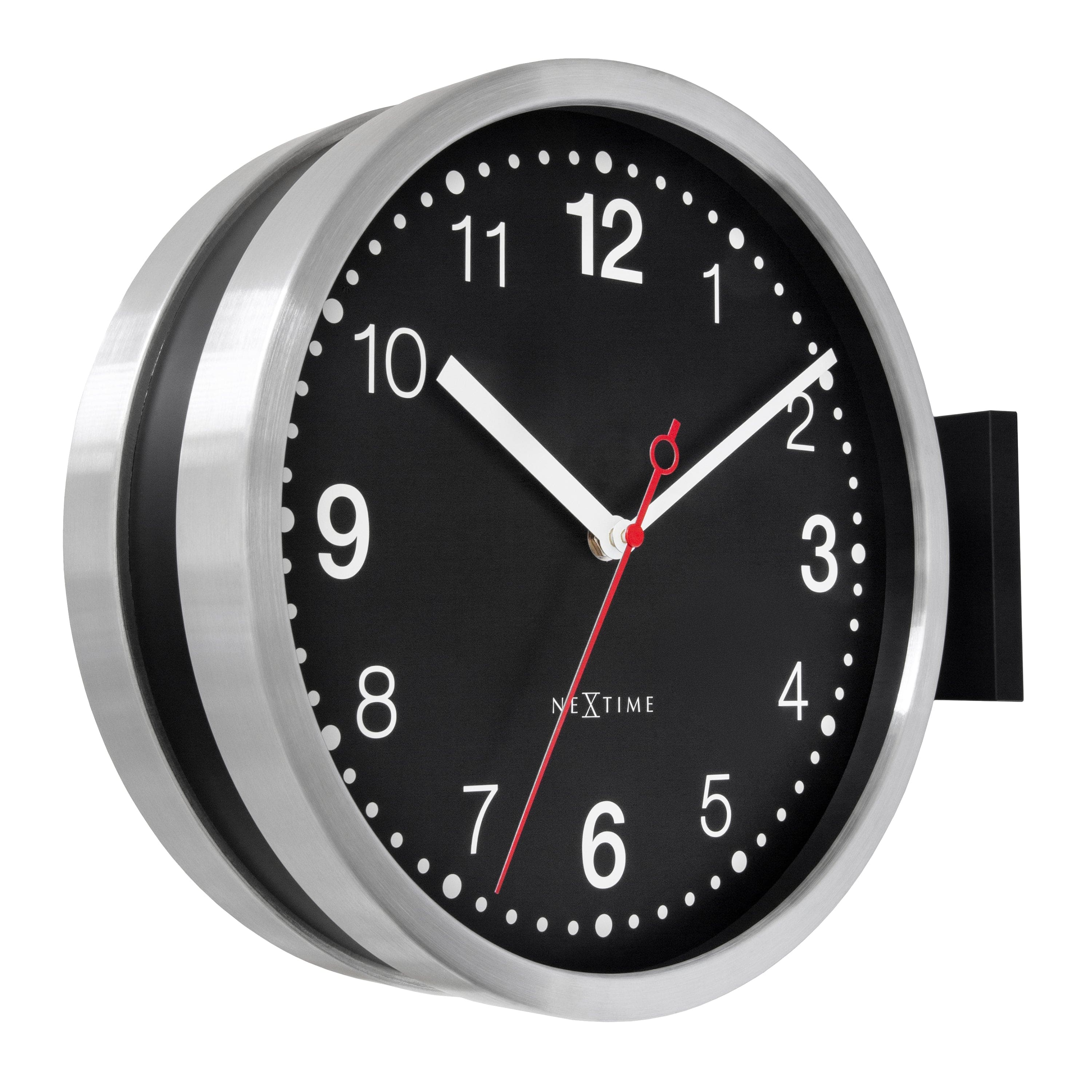 nextime-double-wanduhr-32-3-x-28-x-10-cm-aluminium-doppelseitig-schwarz-wei-leis image 3