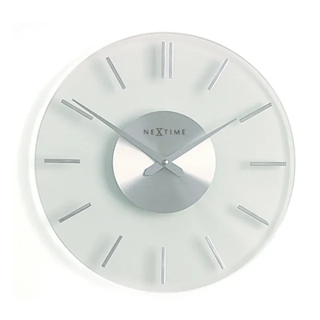 nextime-stripe-wanduhr-26cm-aluminium-milchglas-lautlos image 1