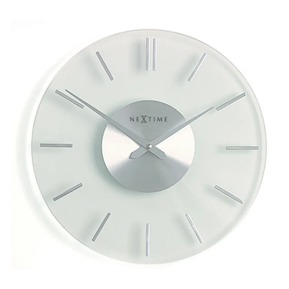 nextime-stripe-wanduhr-26cm-aluminium-milchglas-lautlos image 1