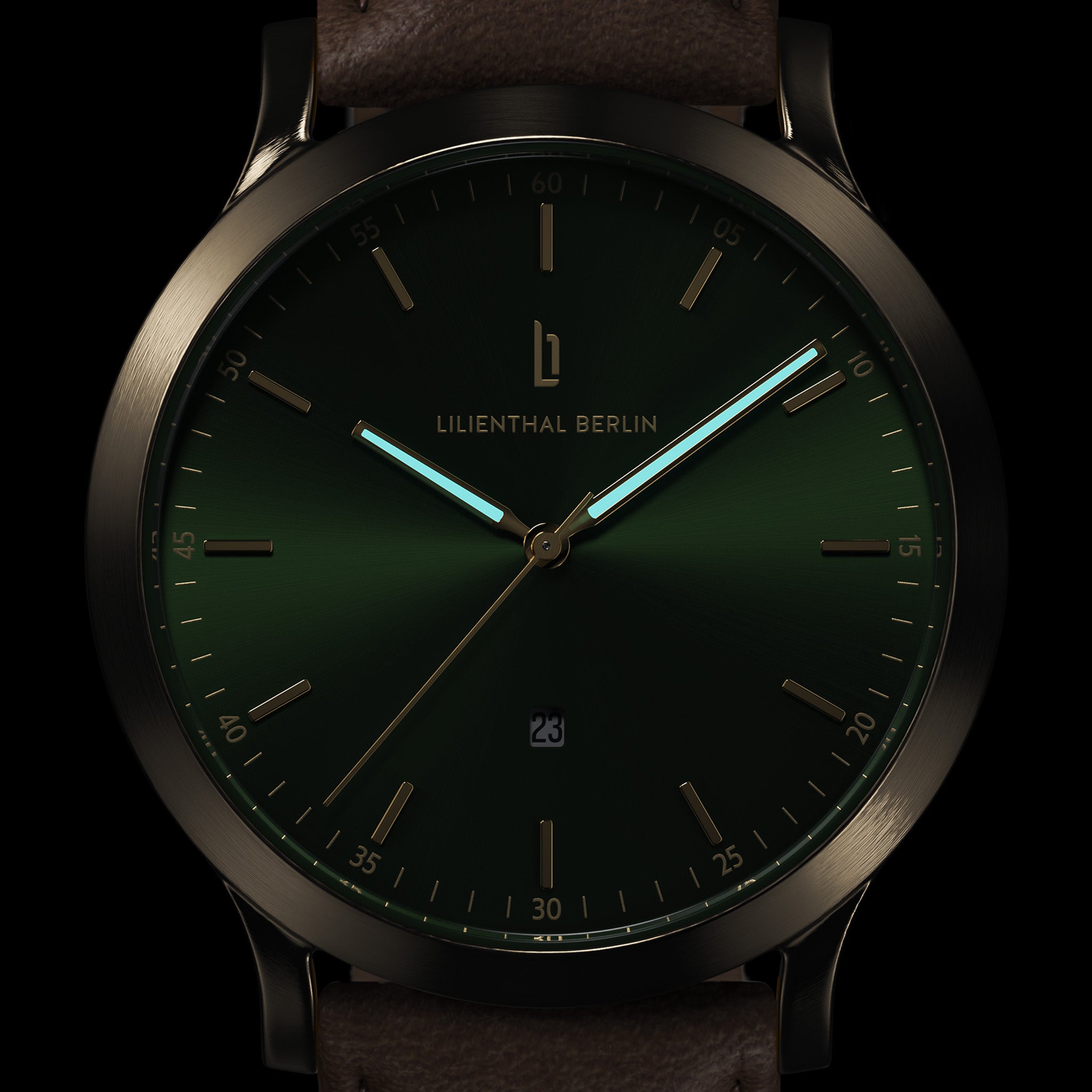 lilienthal-berlin-huxley-armbanduhr-beige-gold-green-40-mm image 6