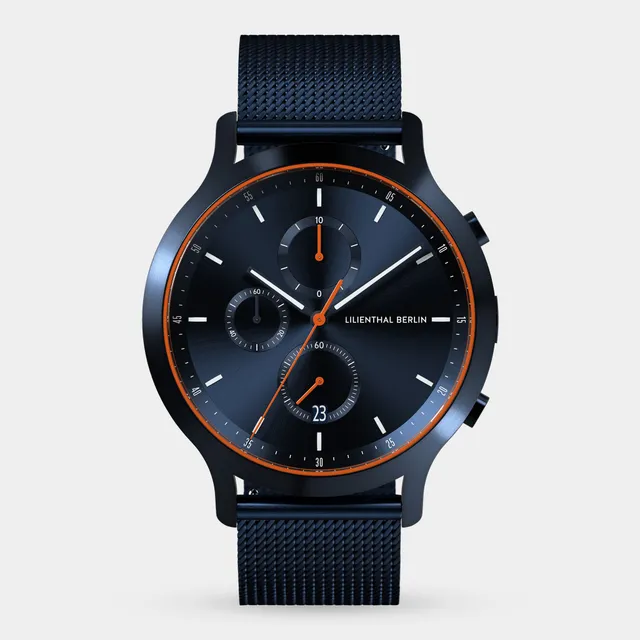 lilienthal-berlin-chronograph-blue-orange-chronograph-midnight-blue-orange image 1
