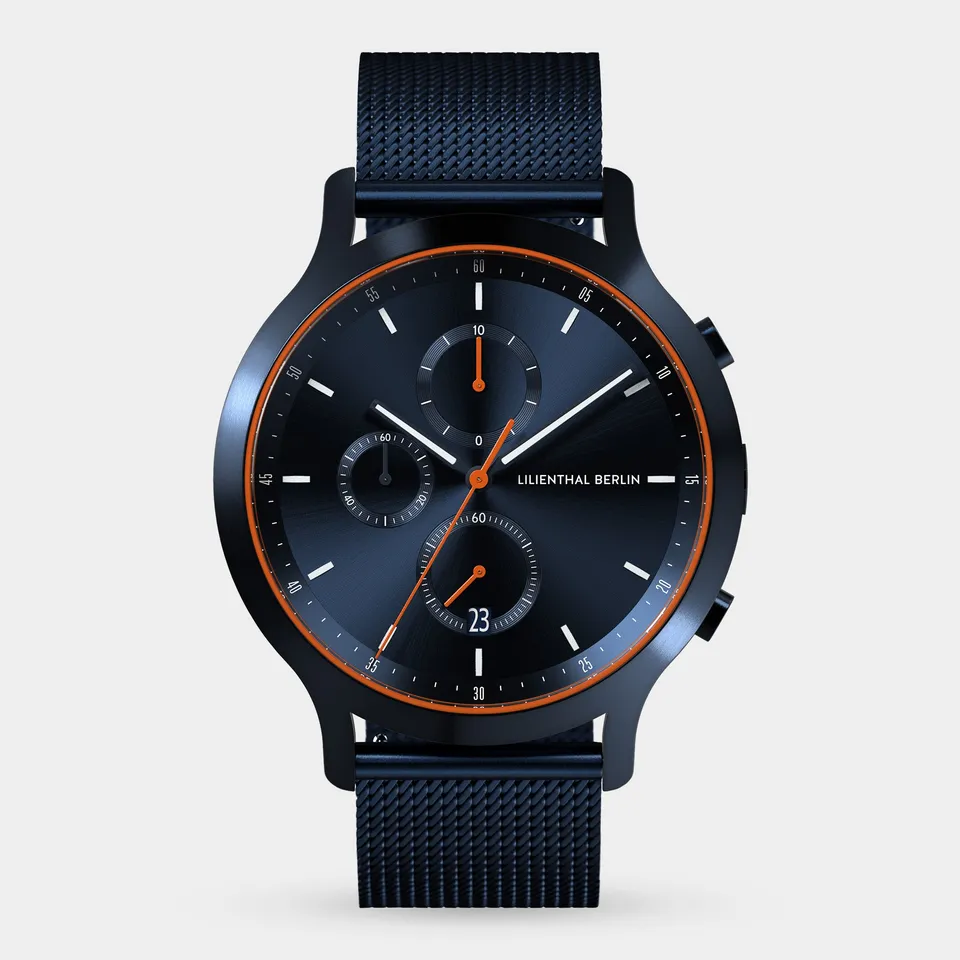 lilienthal-berlin-chronograph-blue-orange-chronograph-midnight-blue-orange image 1