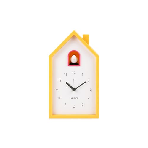karlsson-modern-cuckoo-wecker-leuchtendes-gelb-6x12x20-cm image 7