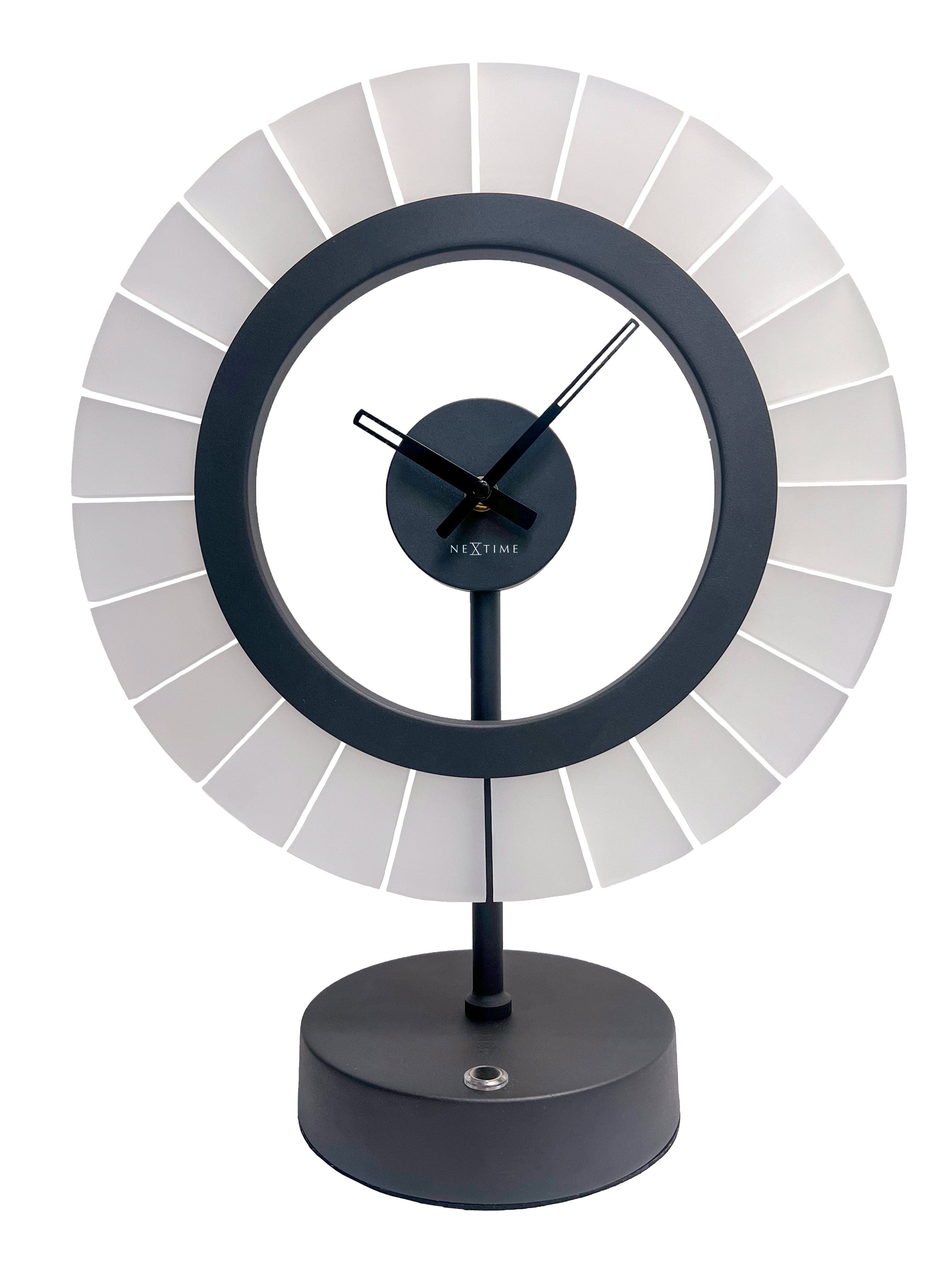 nextime-ting-tischlampe-mit-uhr-33x42cm-champagnergold-schwarz-metall-acryl image 8