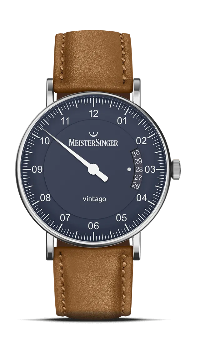 meistersinger-vintago-einzeiger-armbanduhr-blau image 1