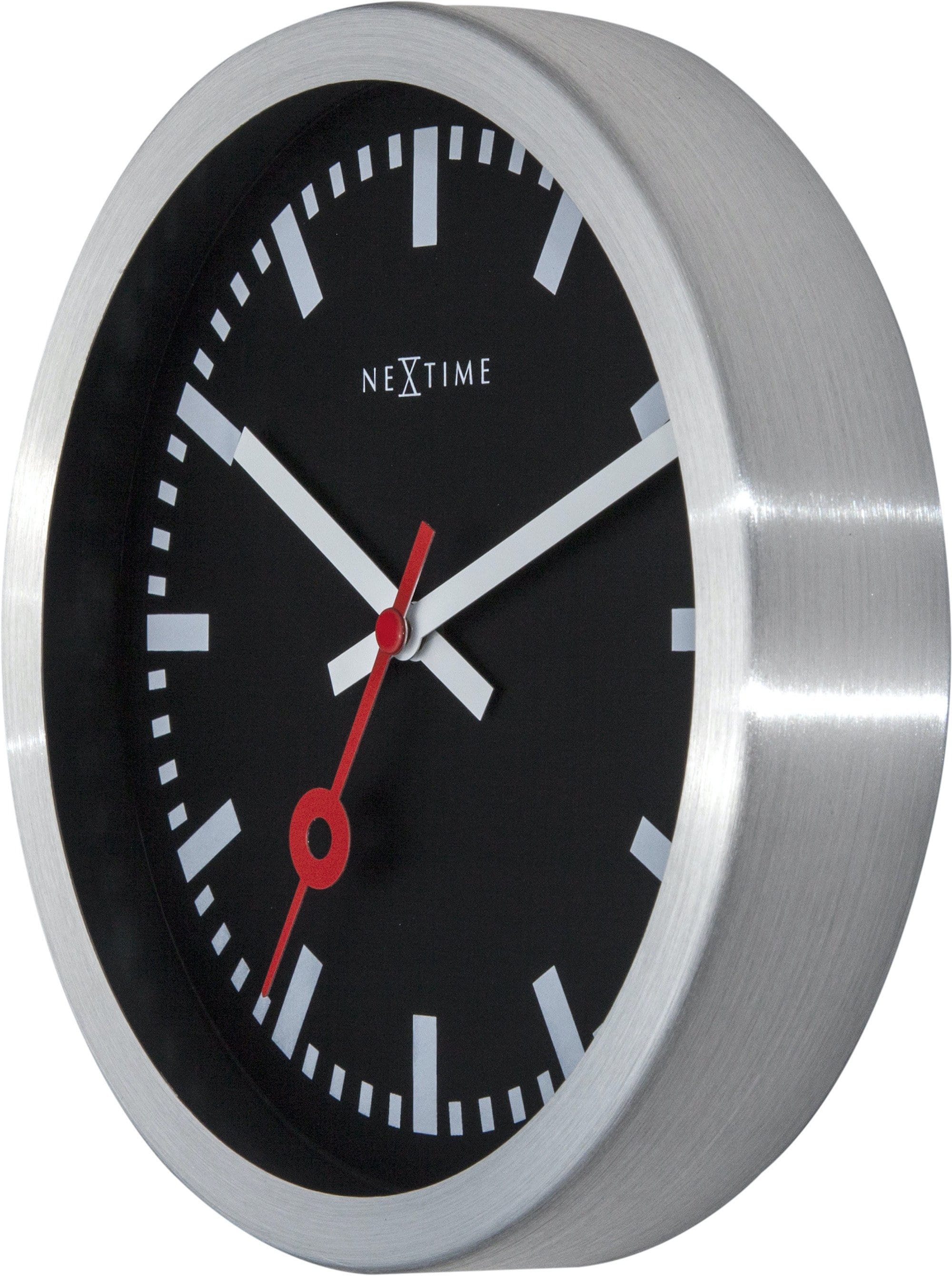 nextime-station-stripe-wanduhr-tischuhr-19-cm-aluminium-schwarz image 3
