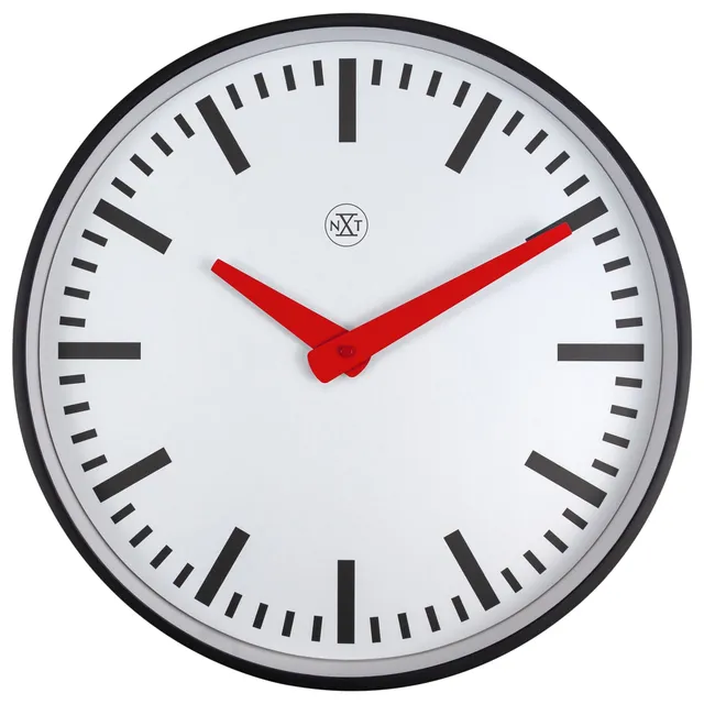 nextime-newcastle-wanduhr-25-5-cm-lautlos-schwarz-wei image 1