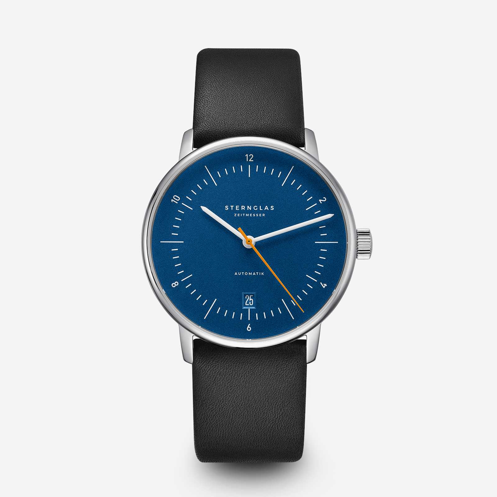 sternglas-naos-automatik-38-mm-blau-orange-mit-lederarmband image 1