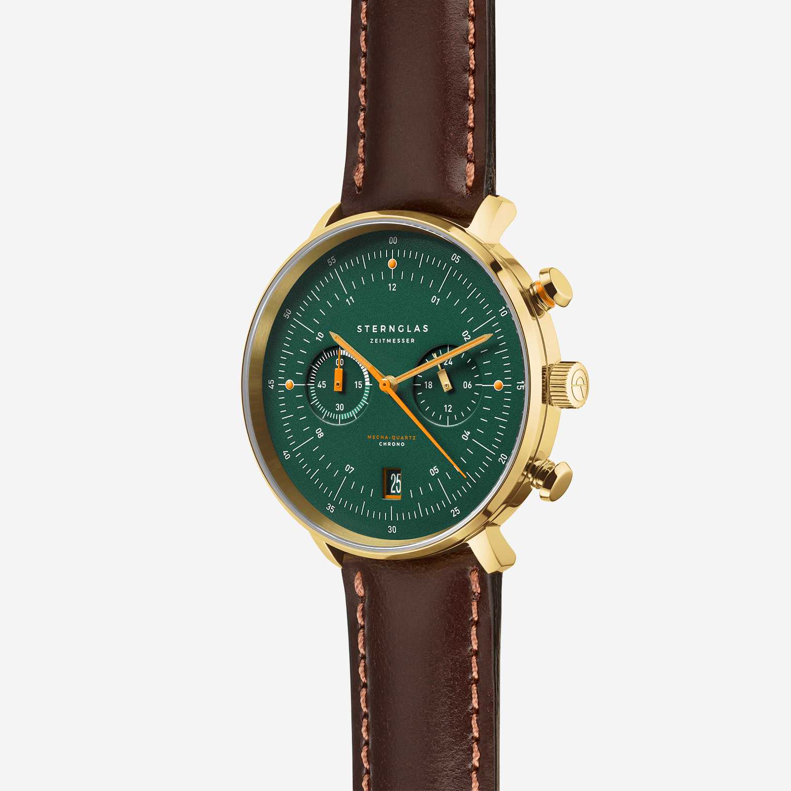 sternglas-hamburg-chrono-edition-vintage-herrenuhr-42-mm-gold-leder image 3