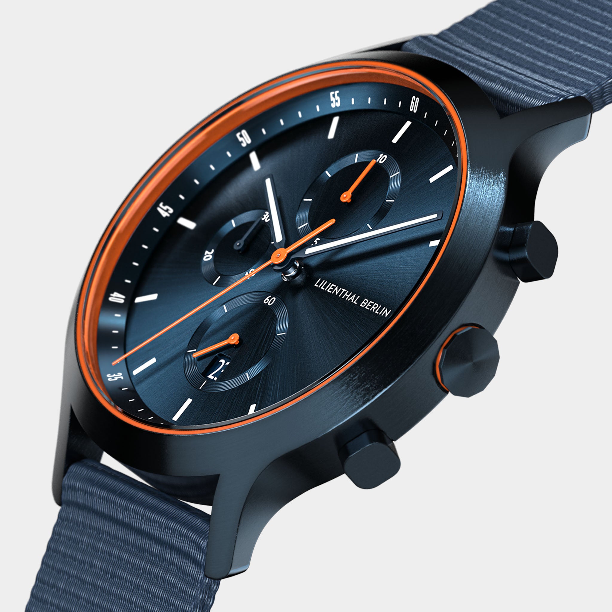 lilienthal-berlin-chronograph-blue-orange-herrenuhr-midnight-blue image 2