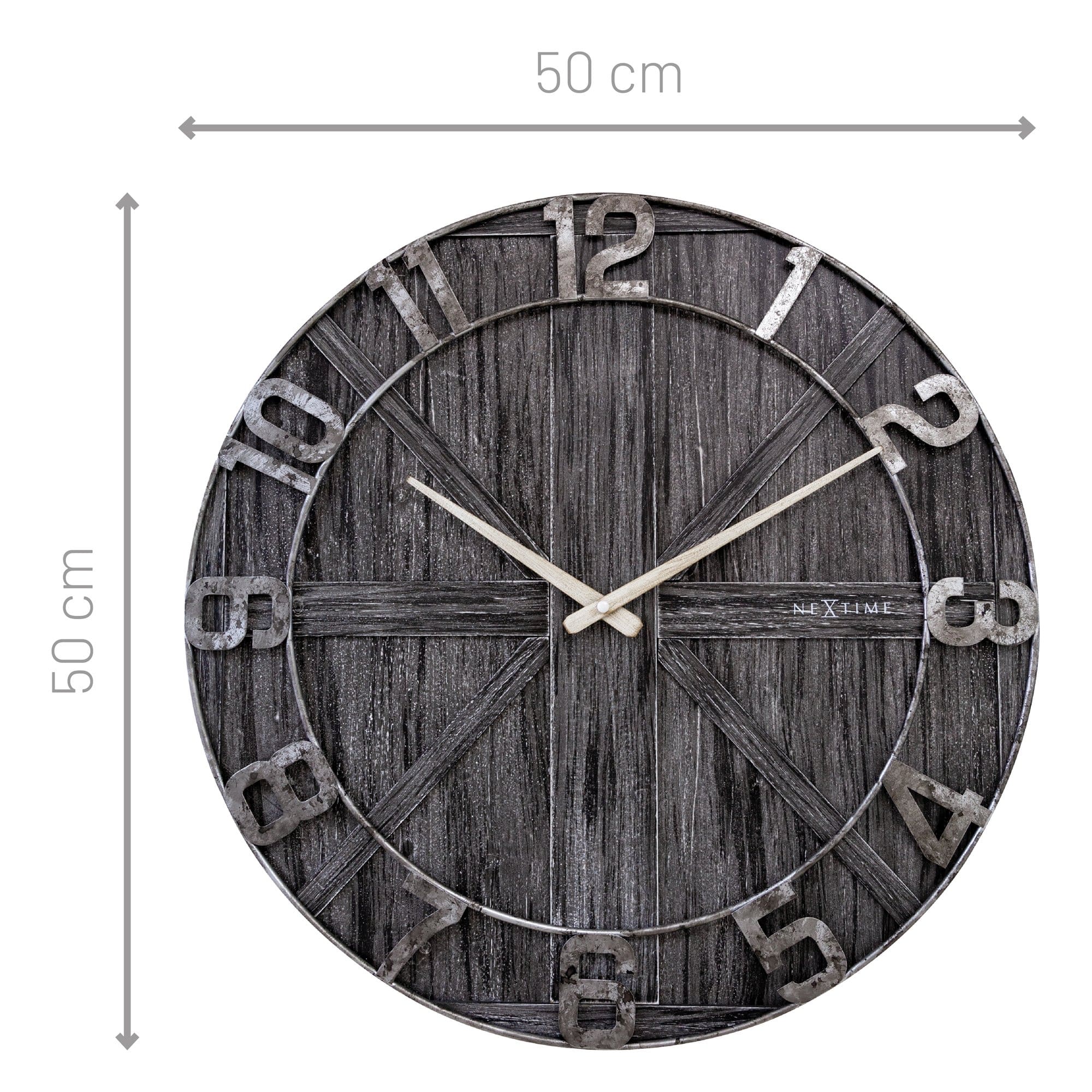 nextime-york-gro-e-wanduhr-50-cm-lautlos-holz-metall-schwarz image 7