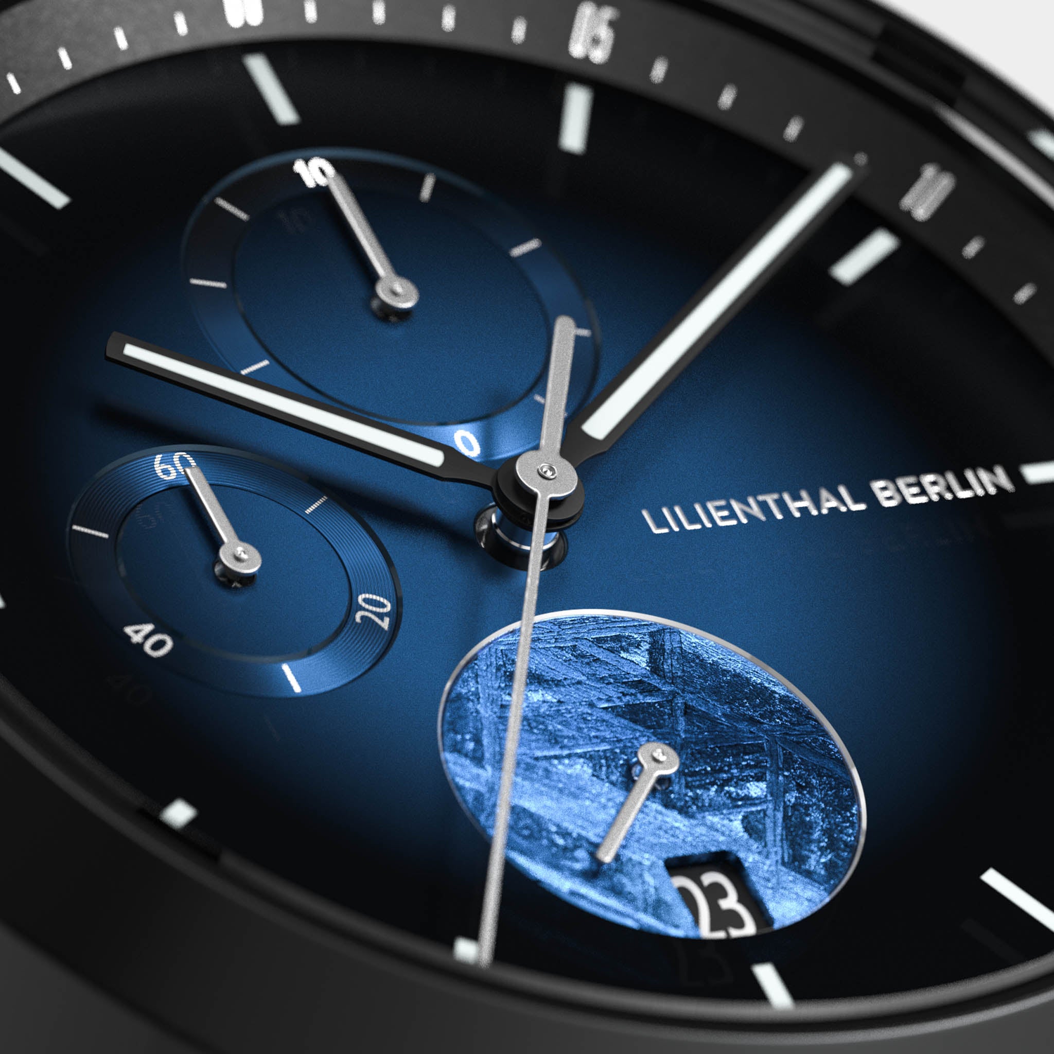 lilienthal-berlin-chronograph-meteorite-armbanduhr-blue-flare-2 image 4