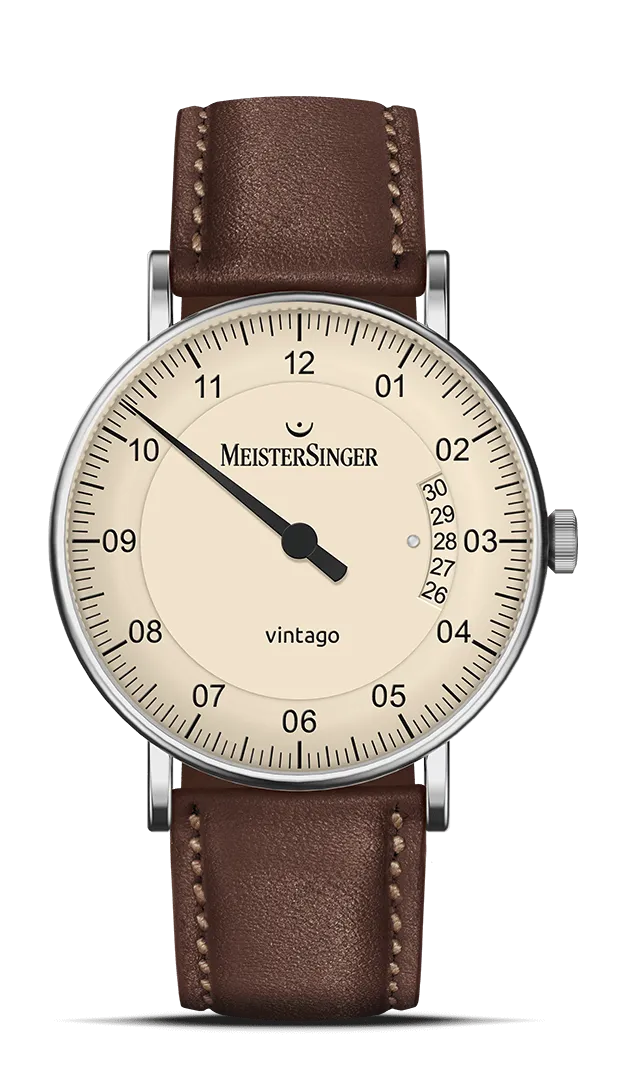 meistersinger-vintago-elfenbein-einzeiger-armbanduhr image 1