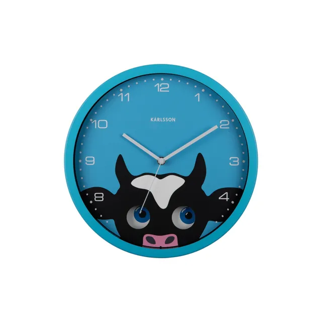 karlsson-peekaboo-cow-wanduhr-blau-30-8x4-5x30-8-cm image 1