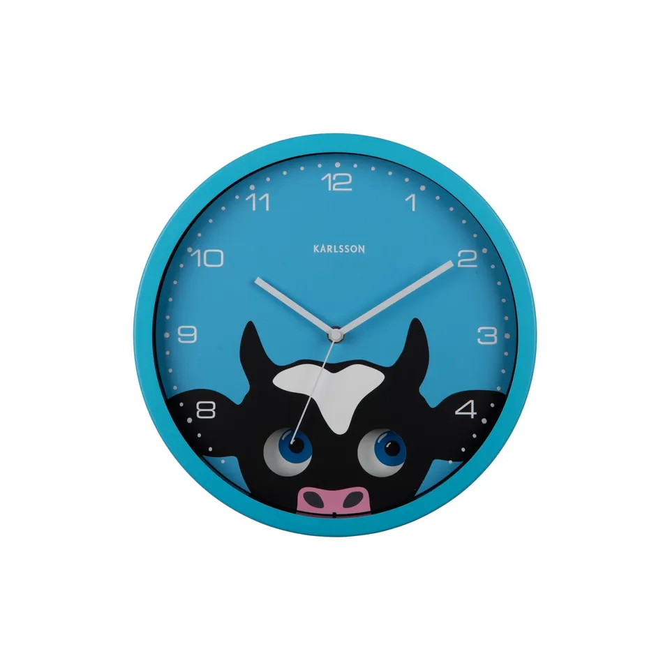 karlsson-peekaboo-cow-wanduhr-blau-30-8x4-5x30-8-cm image 1