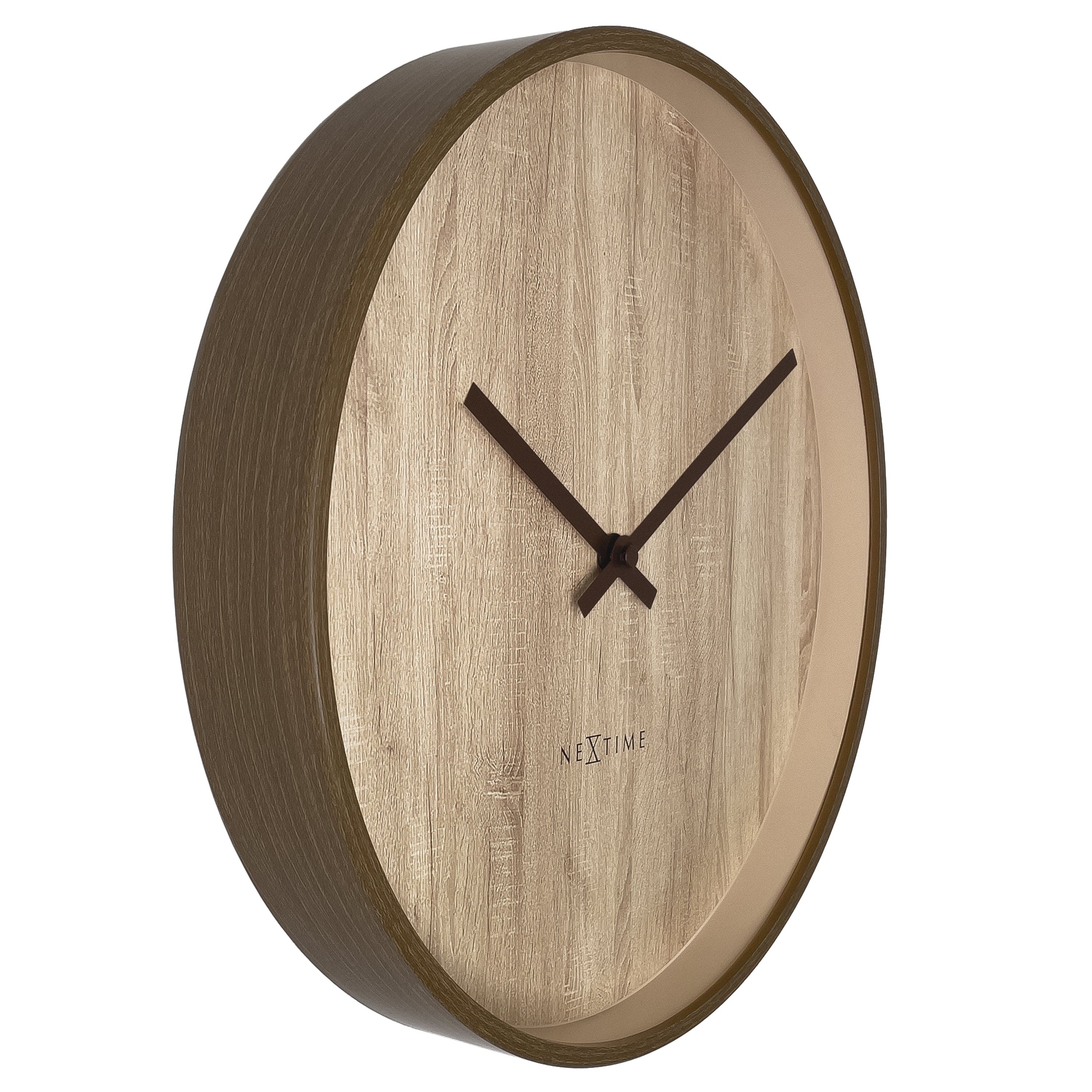 nextime-oslo-wanduhr-30-cm-kunststoff-walnuss-naturholz-lautlos image 2
