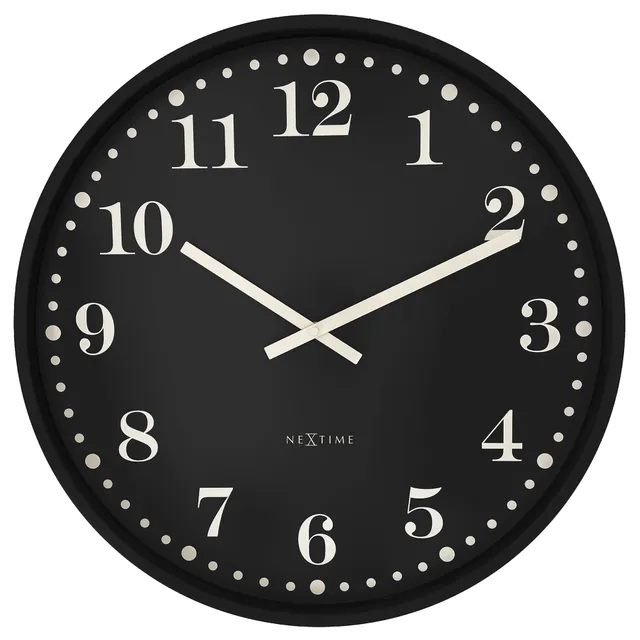 nextime-dickens-large-wanduhr-50cm-analog-schwarz-wei-kunststoff image 1