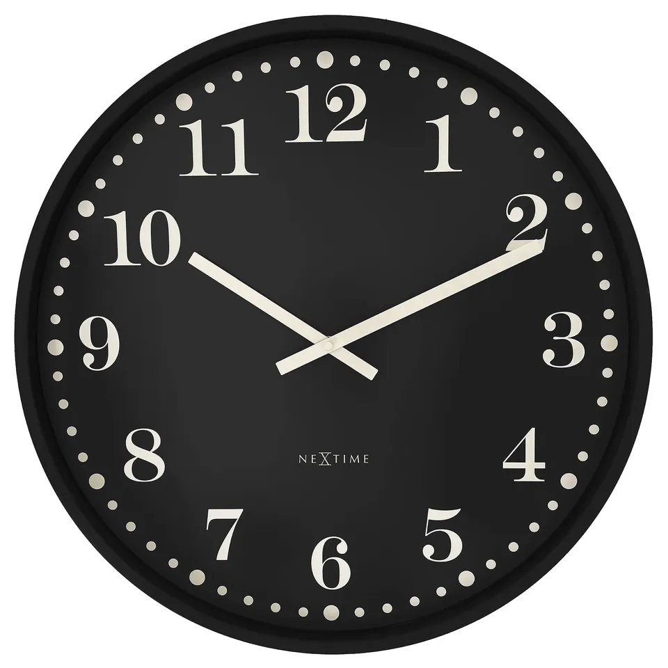 nextime-dickens-large-wanduhr-50cm-analog-schwarz-wei-kunststoff image 1