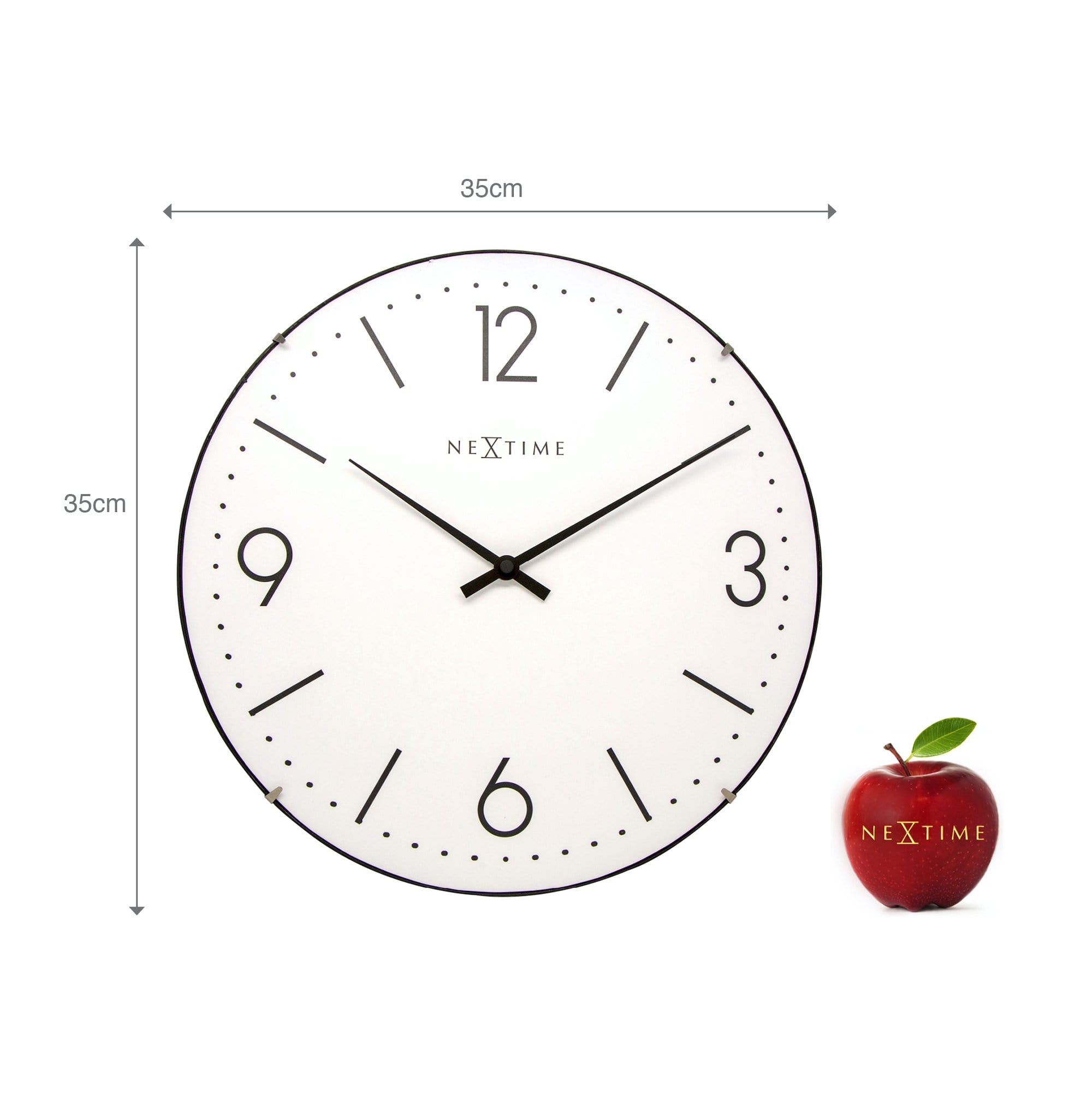 nextime-basic-dome-wanduhr-35-cm-glas-wei-schwarz-lautlos image 3