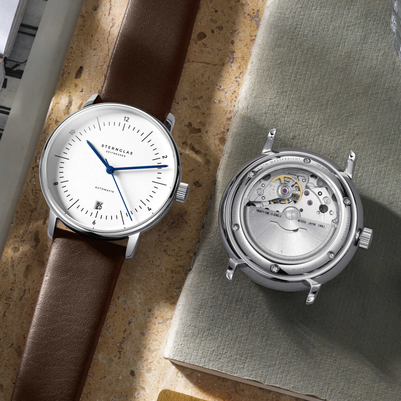 sternglas-naos-automatik-armbanduhr-38-mm-wei-silber-leder-sichtboden image 4