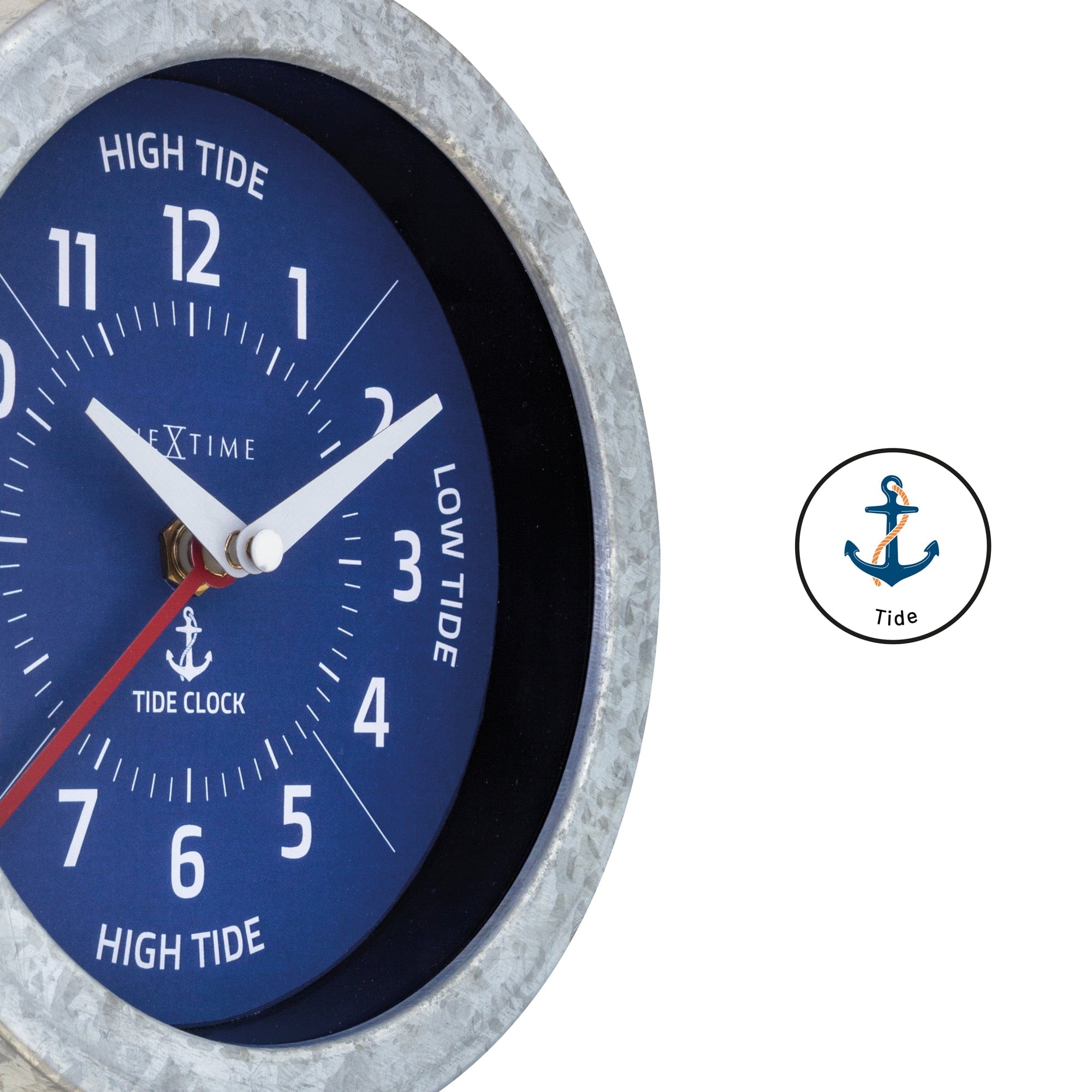 nextime-tide-wanduhr-22cm-mit-gezeiten-anzeige-galvanisiert-silber-blau image 3