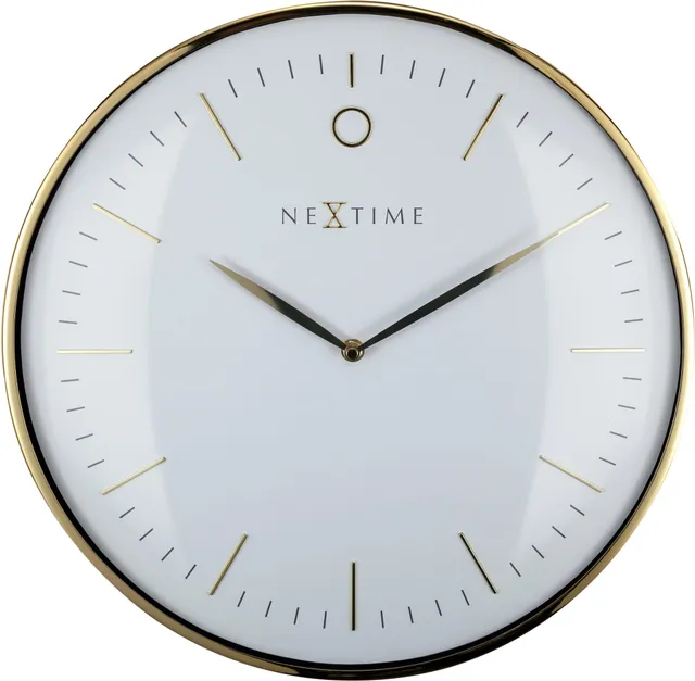 nextime-glamour-wanduhr-40-cm-metall-gew-lbtes-glas-wei-es-zifferblatt-goldfarbe image 1