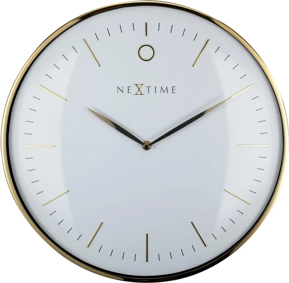 nextime-glamour-wanduhr-40-cm-metall-gew-lbtes-glas-wei-es-zifferblatt-goldfarbe image 1