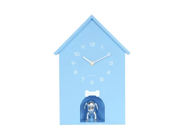 karlsson-dog-house-wanduhr-blau-24-9x9x27-cm-hundeh-tten-design-mit-kunststoff image 1