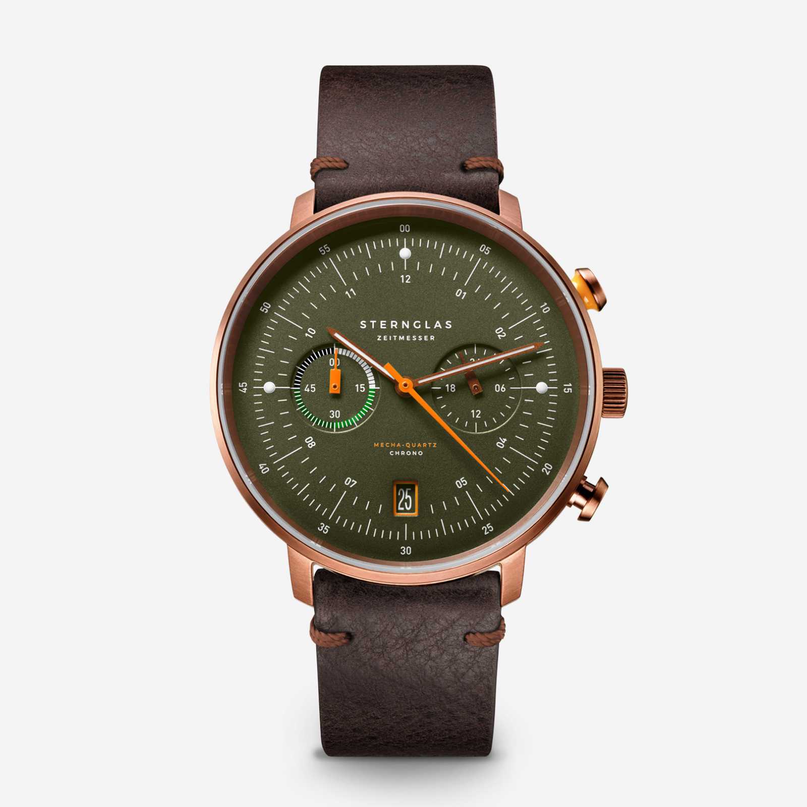 sternglas-hamburg-chrono-chronograph-42-mm-dunkelgr-n-bronze-leder image 1