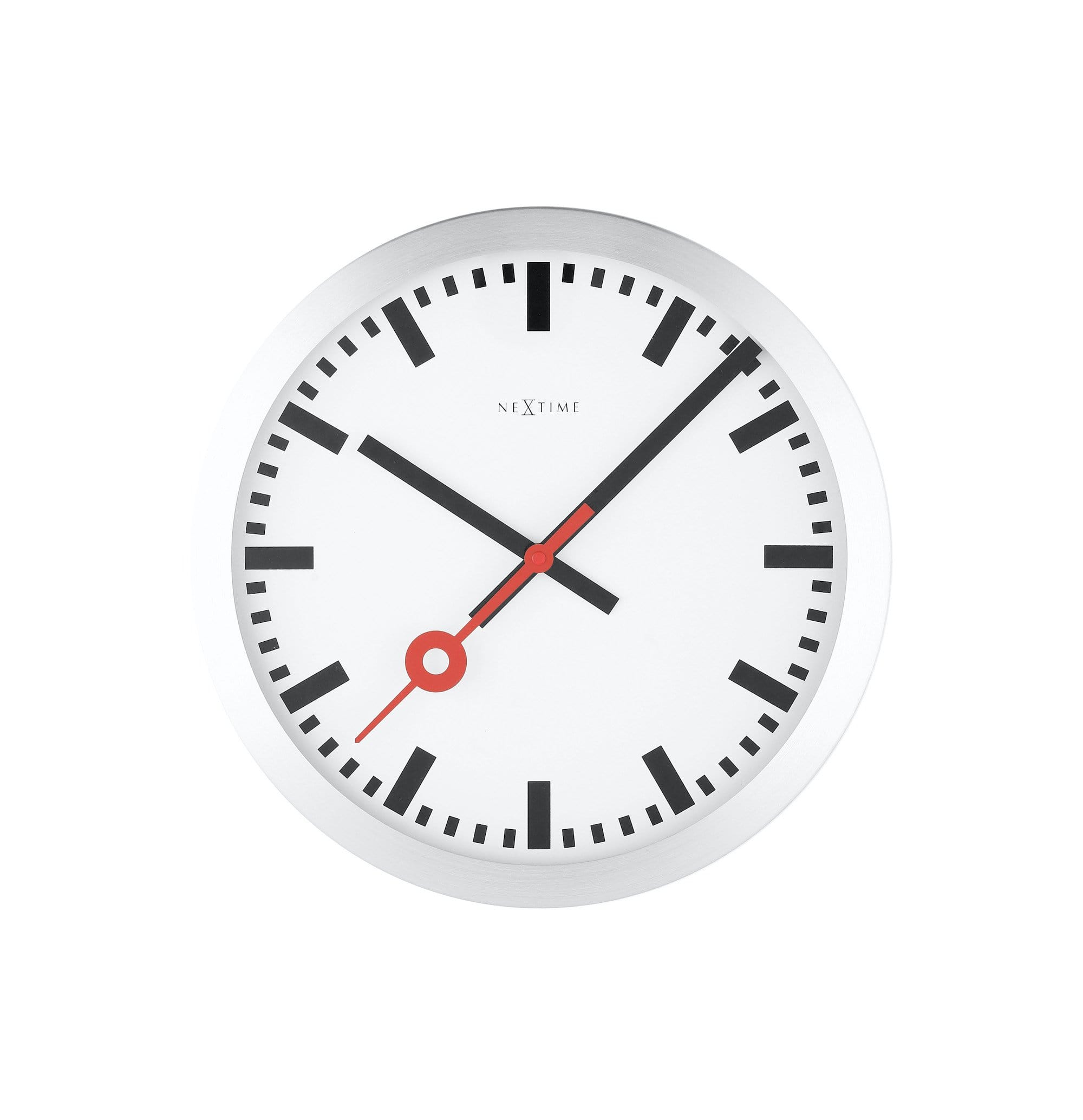 nextime-station-stripe-wand-tischuhr-19-cm-aluminium-wei-lautlos image 4