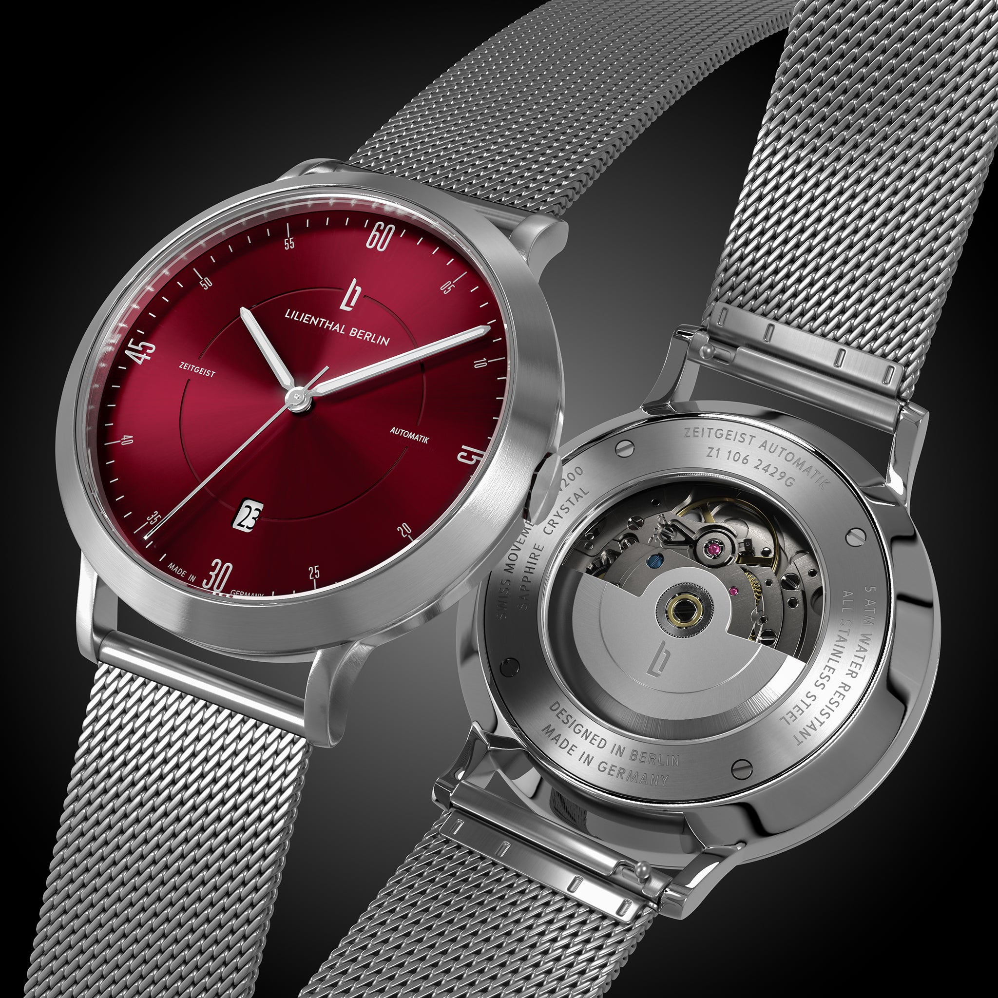 lilienthal-berlin-zeitgeist-automatik-herrenuhr-silver-bordeaux image 3