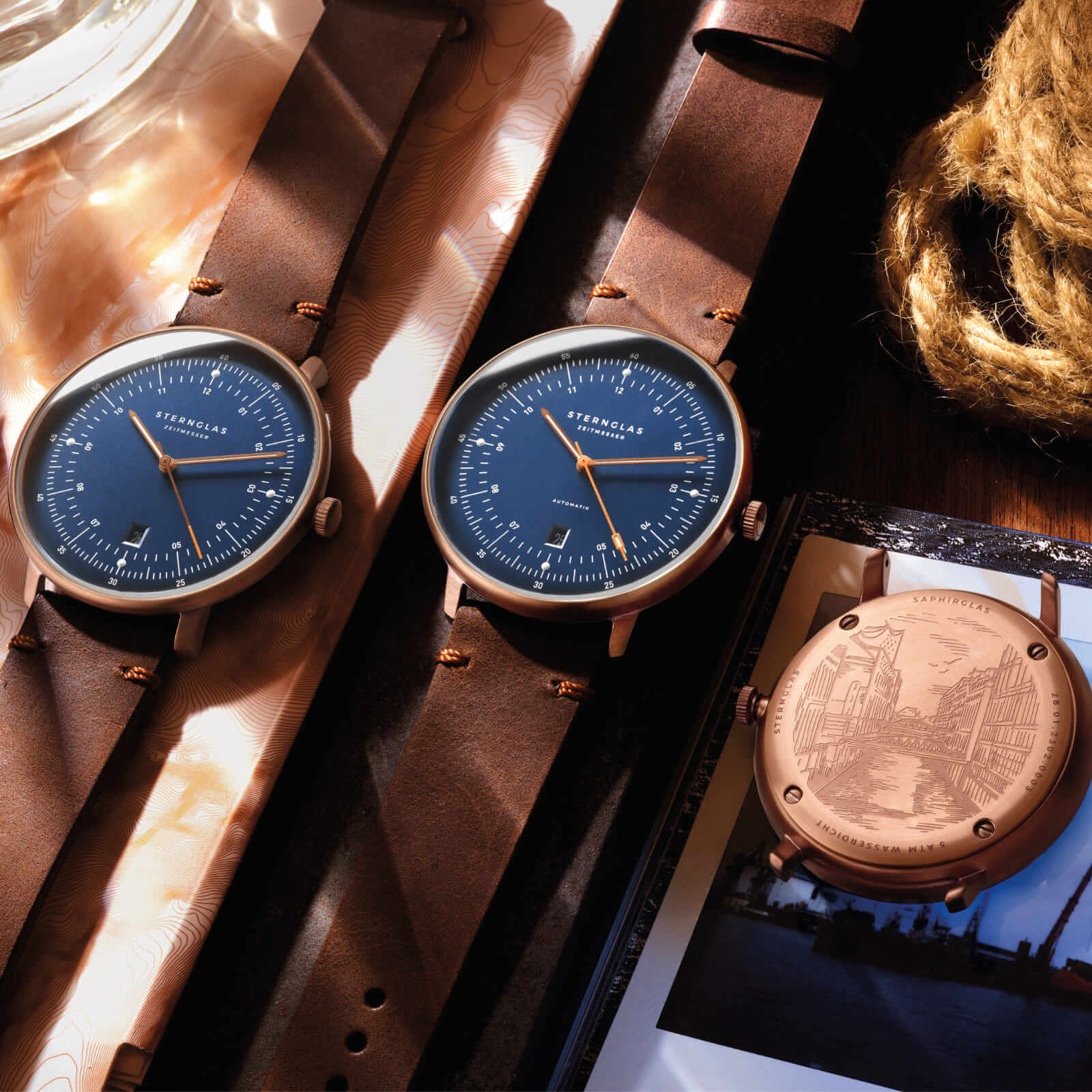 sternglas-hamburg-automatik-dunkelblau-bronze-42-mm-leder-herrenuhr image 2