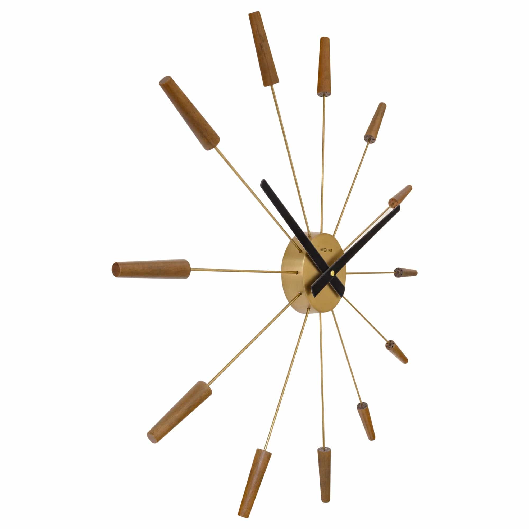 nextime-plug-inn-wanduhr-58-cm-edelstahl-holz-lautlos-designer image 2