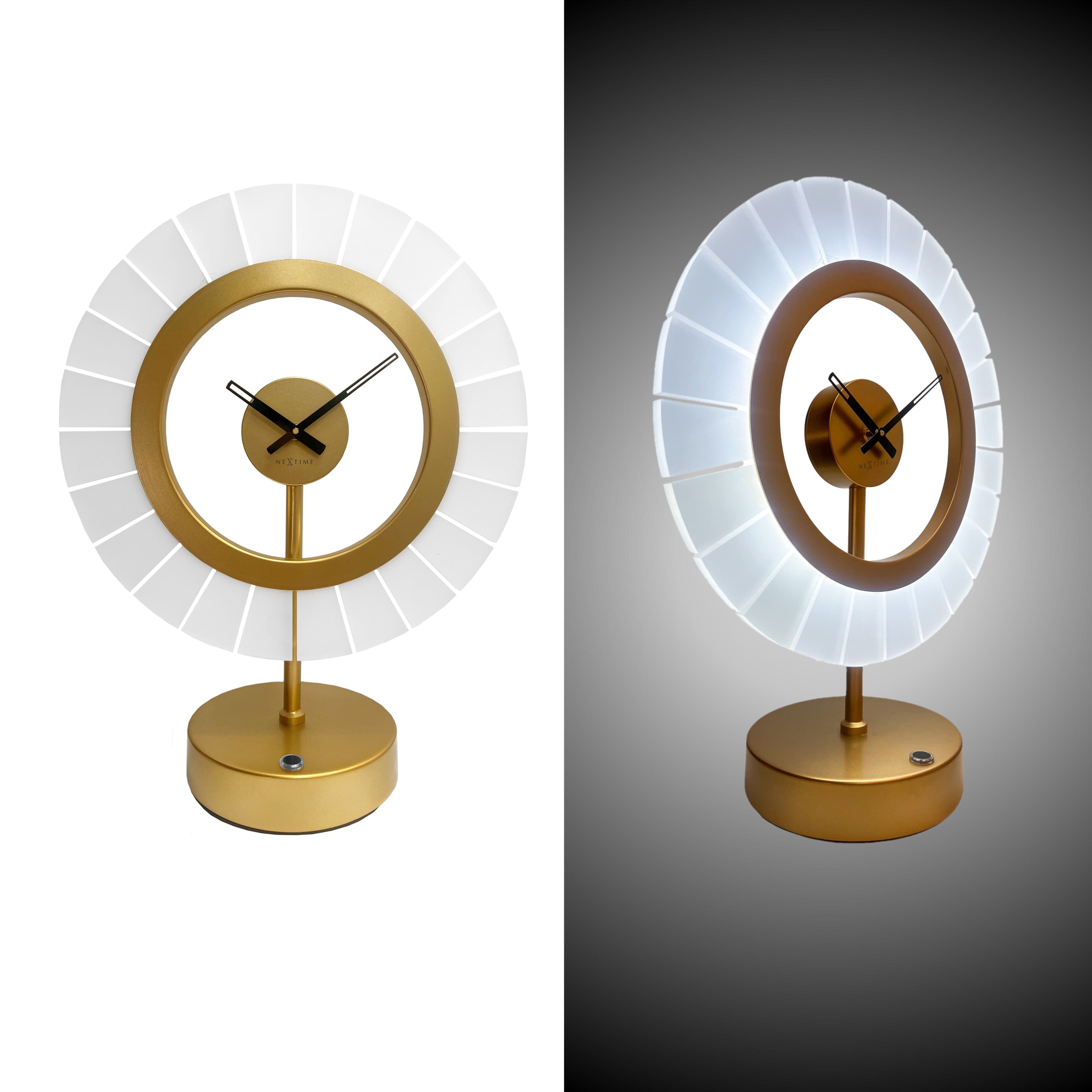 nextime-ting-tischlampe-mit-uhr-33x42cm-champagnergold-schwarz-metall-acryl image 5