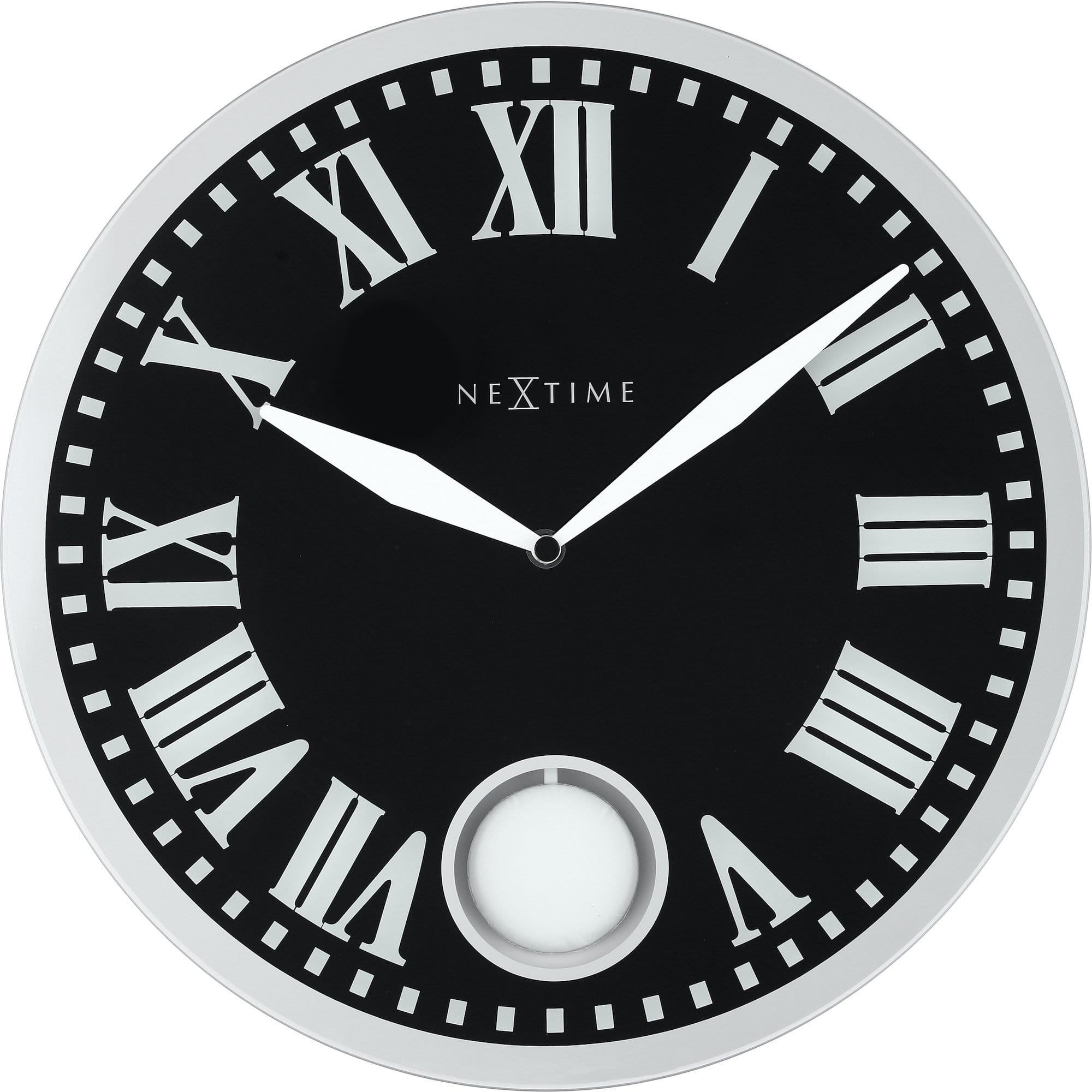 nextime-romana-wanduhr-glas-43-cm-mit-pendel-schwarz-altwei image 1
