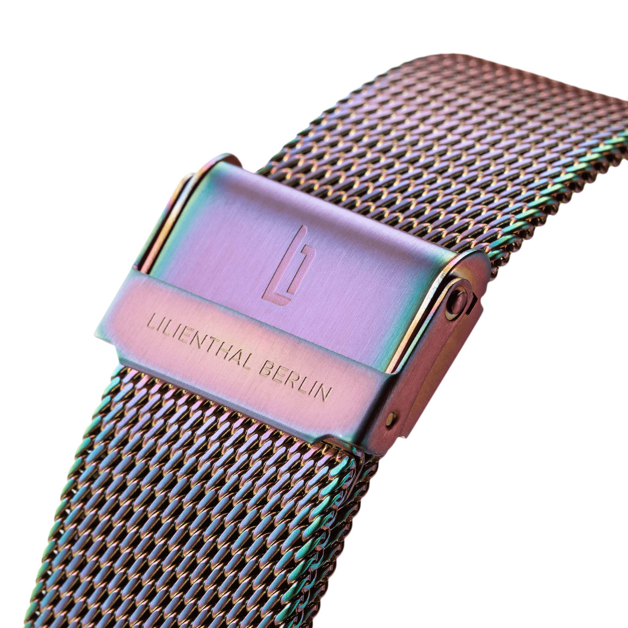 lilienthal-berlin-mesh-armband-rainbow-brushed-edelstahl-wechselarmband image 2