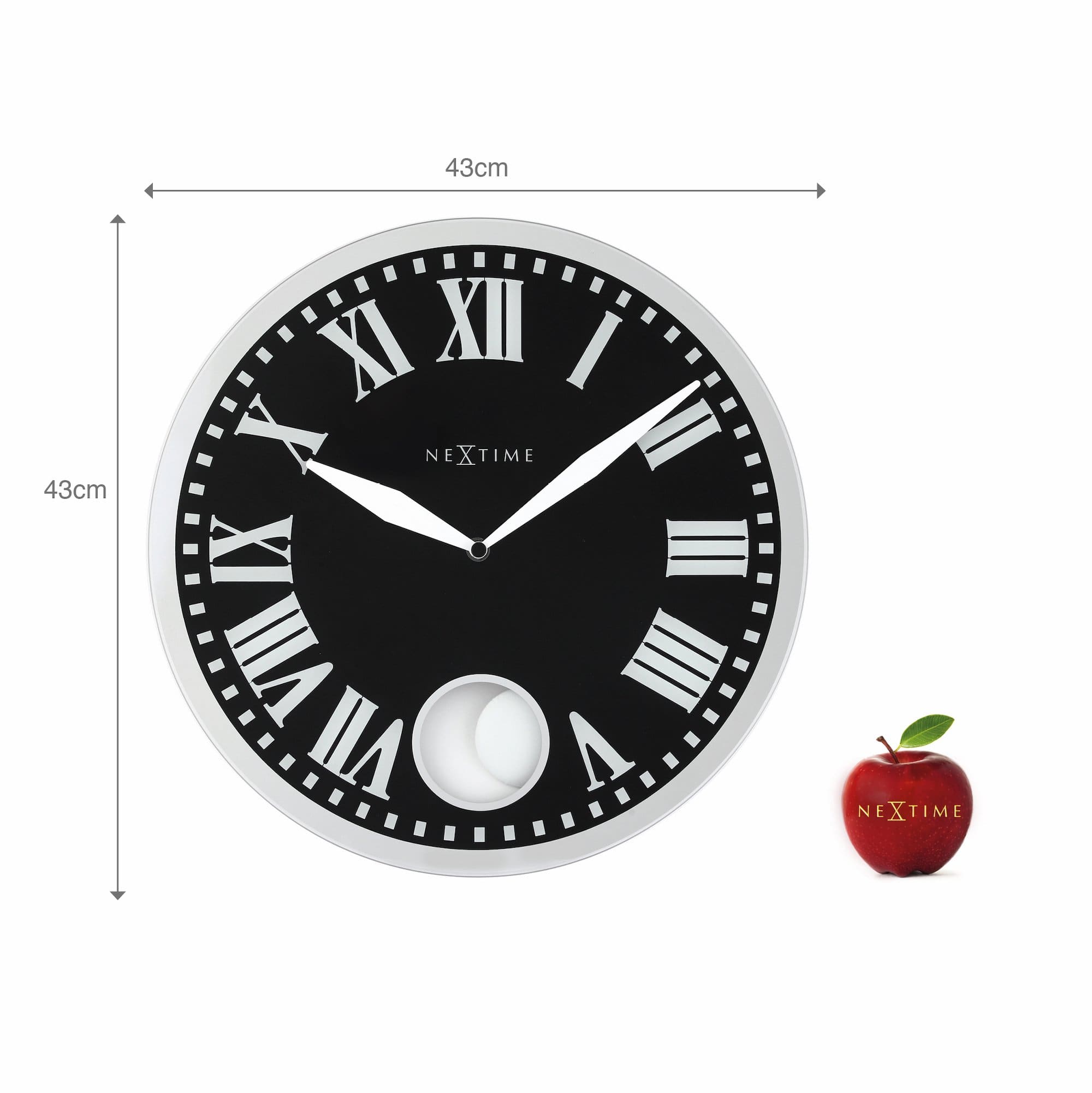 nextime-romana-wanduhr-glas-43-cm-mit-pendel-schwarz-altwei image 5