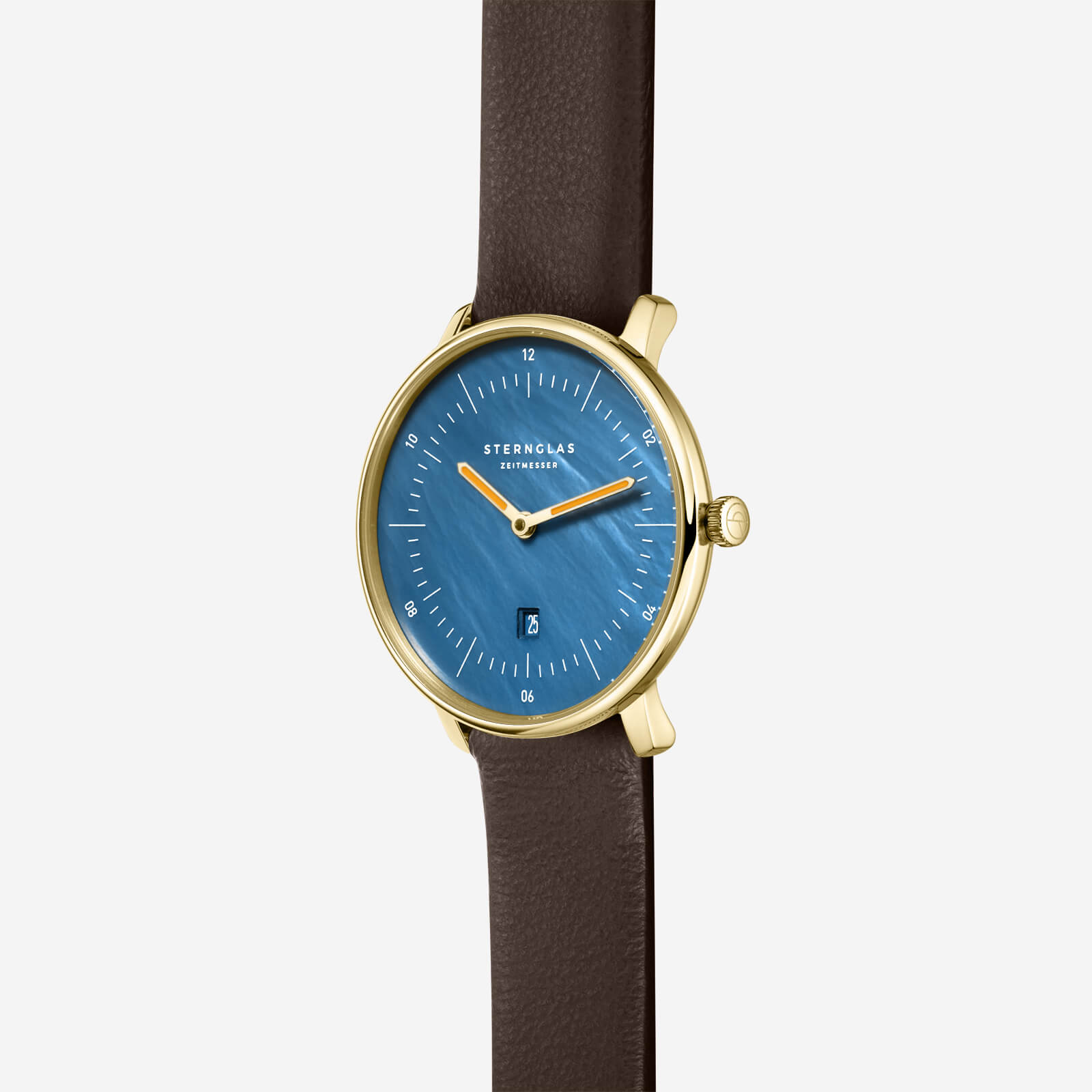 sternglas-naos-xs-edition-perlmutt-dunkelblau-33-mm-damenuhr-leder-gold image 3