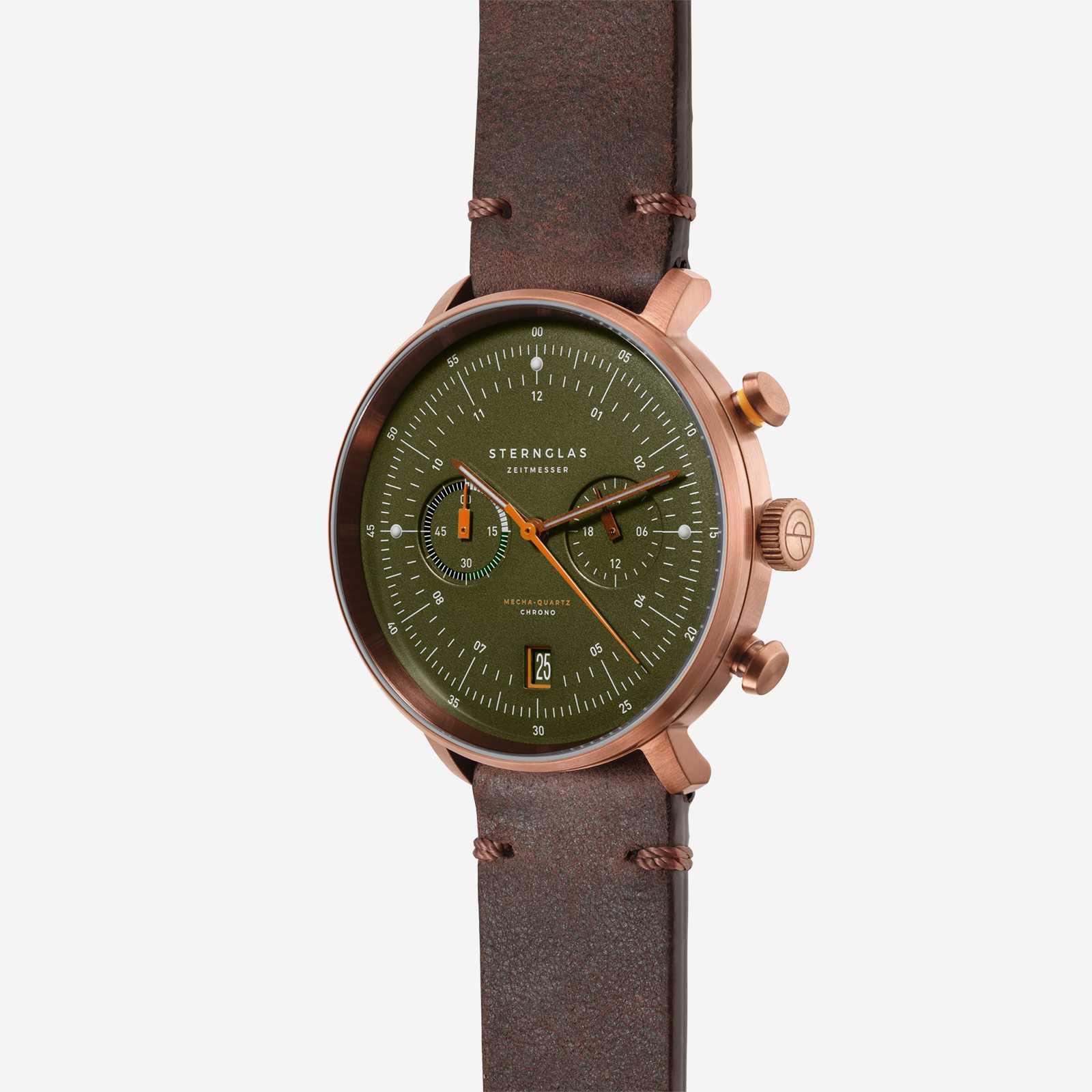 sternglas-hamburg-chrono-chronograph-42-mm-dunkelgr-n-bronze-leder image 3