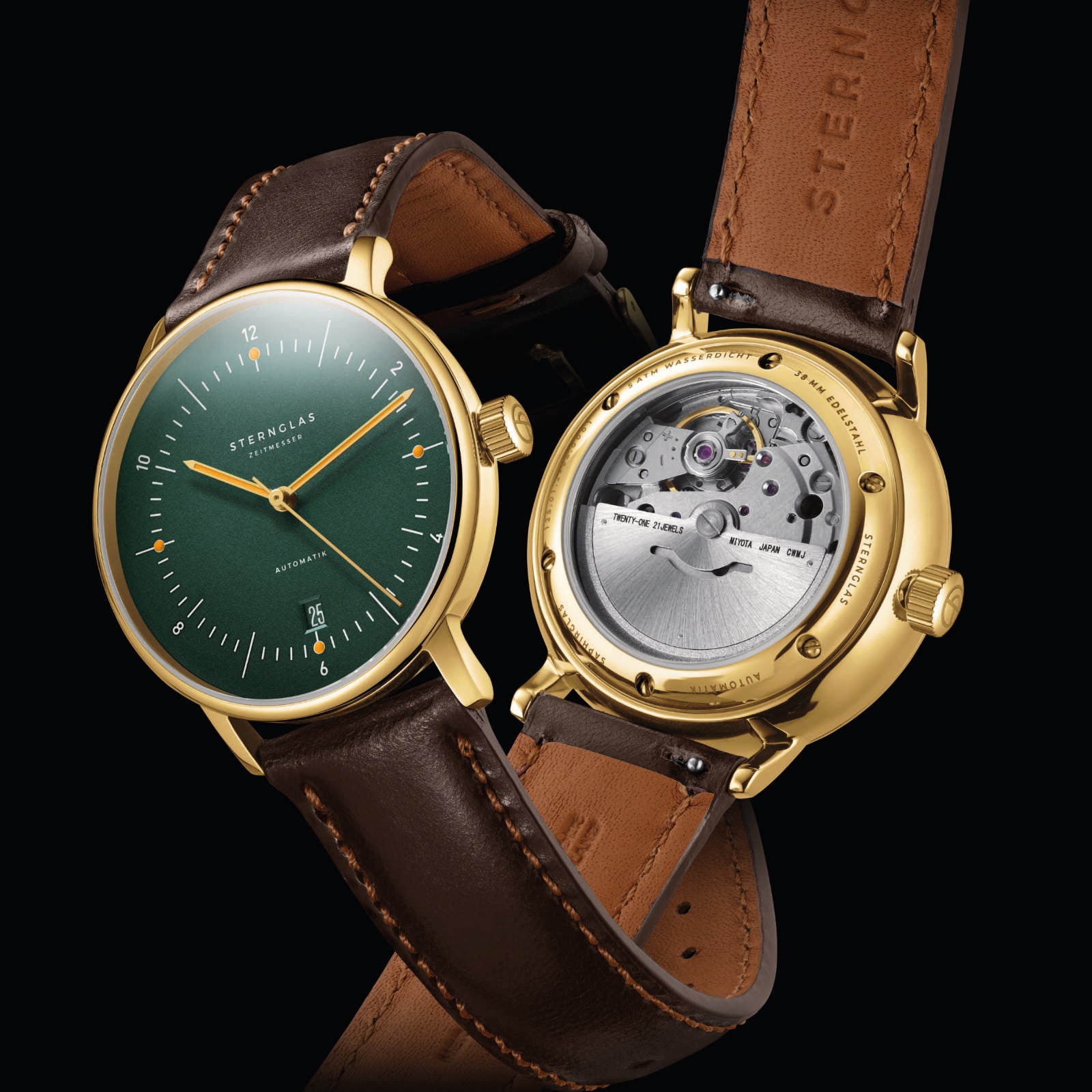 sternglas-naos-automatik-herrenuhr-38-mm-dunkelgr-n-gold-edelstahl image 7