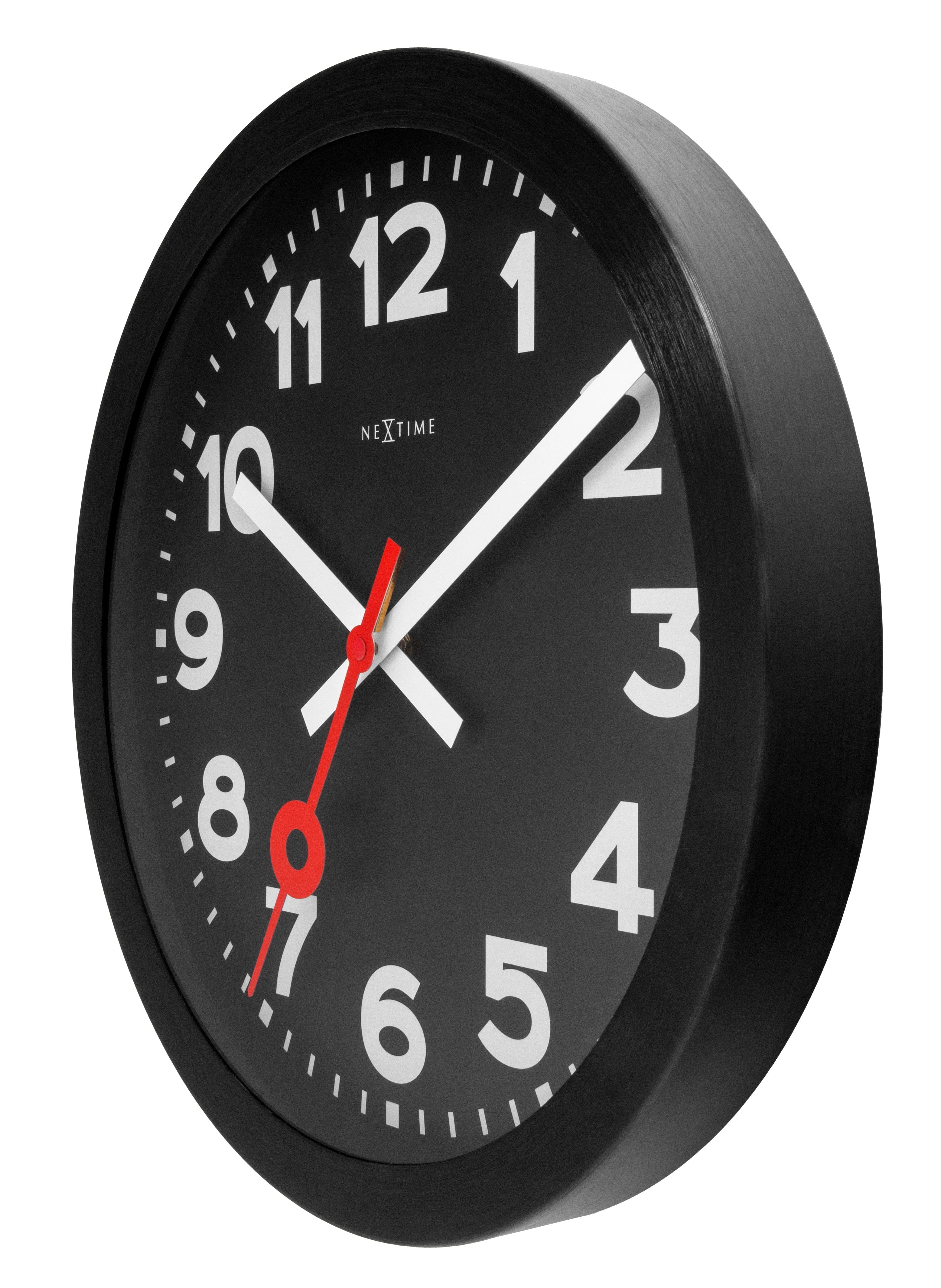 nextime-station-all-black-wanduhr-35-cm-analog-lautlos-schwarz-aluminium image 5