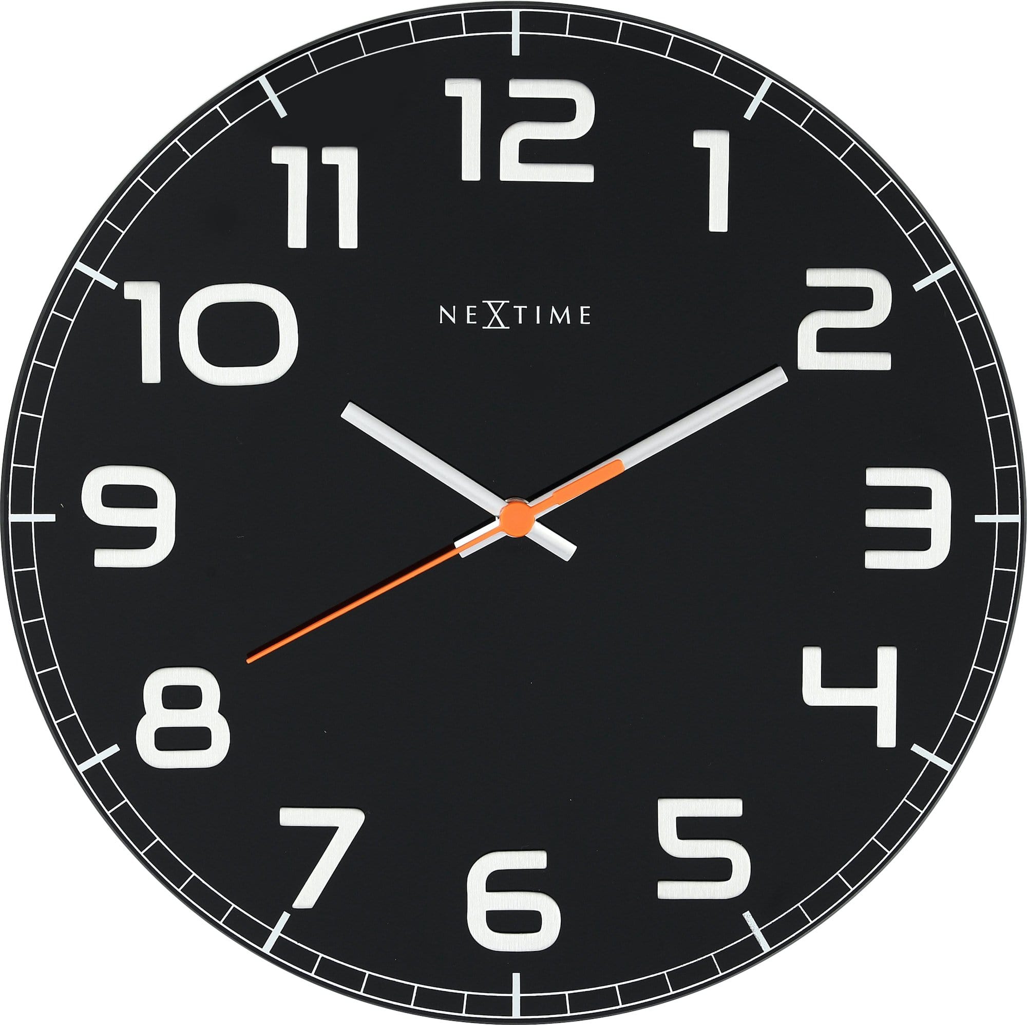 nextime-classy-round-wanduhr-30-cm-lautlos-glas-schwarz-wei image 1