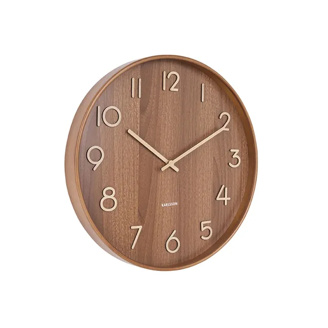 karlsson-pure-wanduhr-dunkel-60-cm-linde-natur image 1