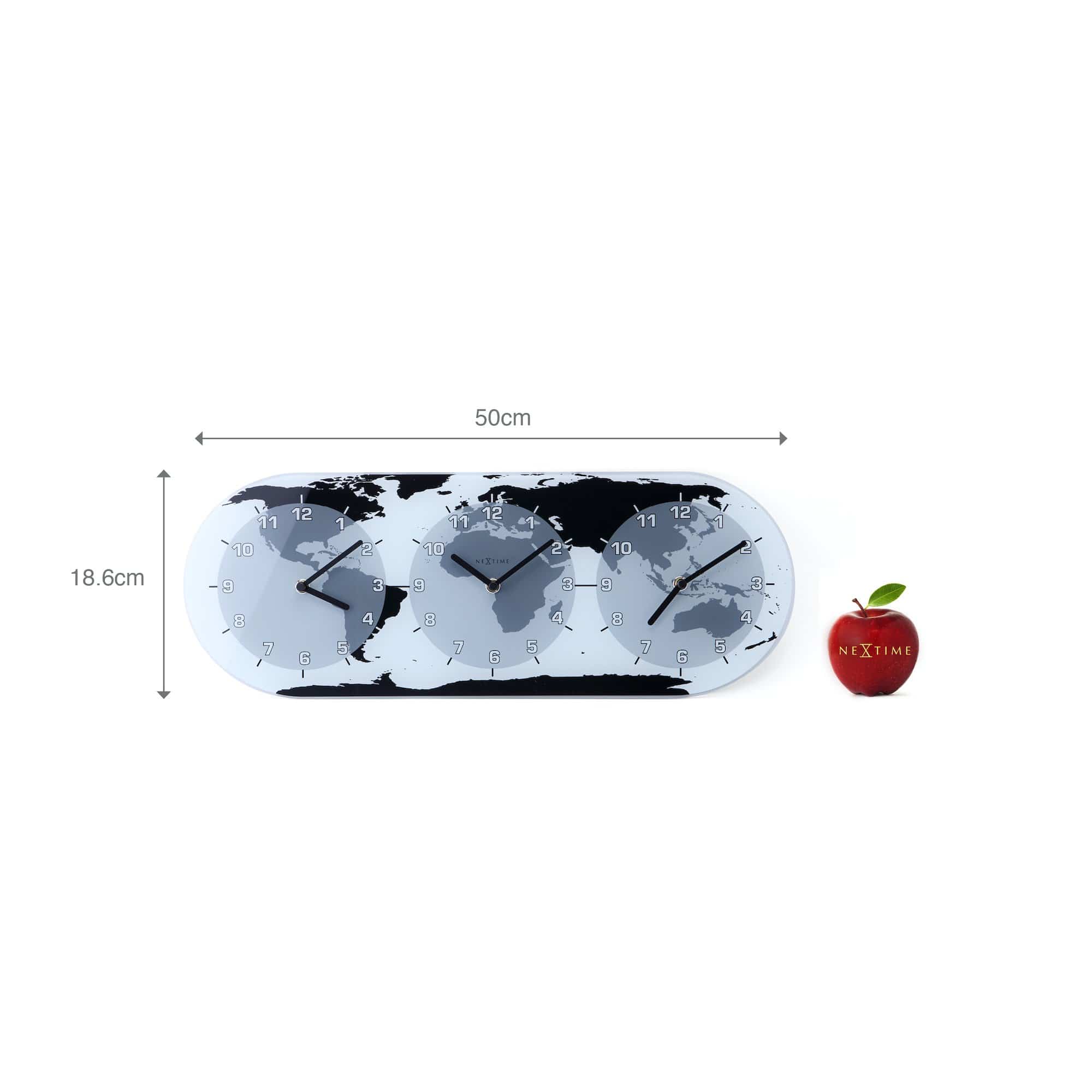 nextime-mondial-weltzeituhr-glas-50-x-18-6-cm-3-zeitzonen-schwarz image 3