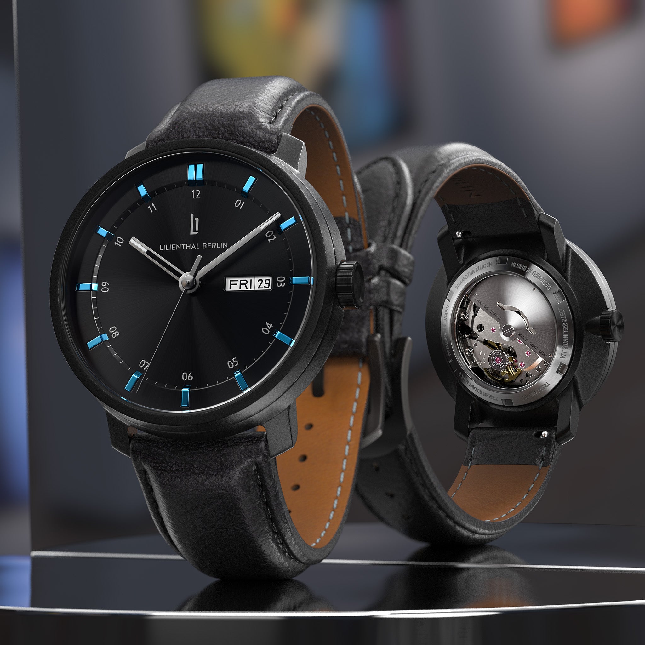lilienthal-berlin-neolux-day-date-automatikuhr-black-blue image 3