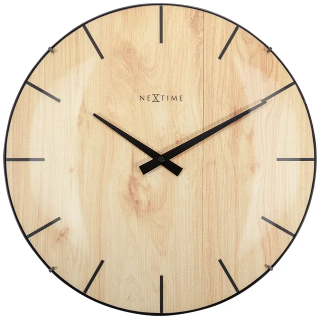 nextime-edge-wood-dome-wanduhr-35-cm-glas-holzprint image 1