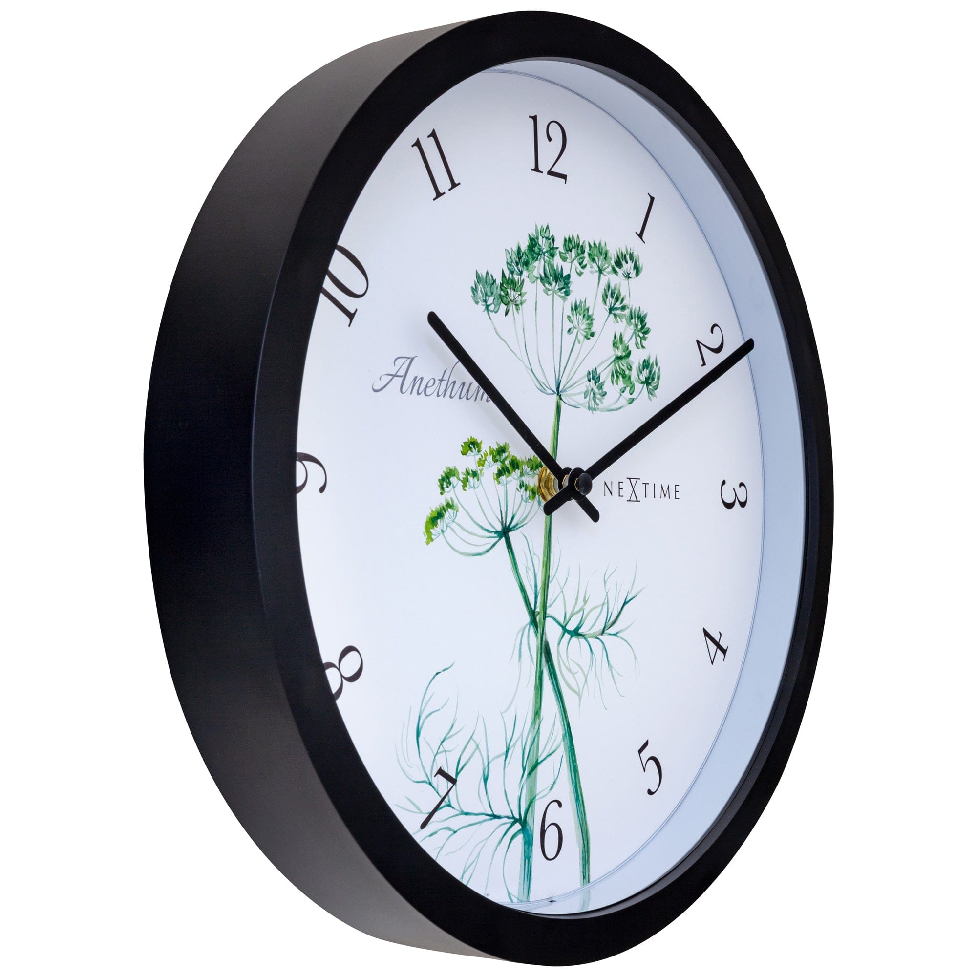 nextime-anethium-outdoor-wanduhr-30-5-cm-schwarz-wetterfest-mit-dill-aquarell image 2