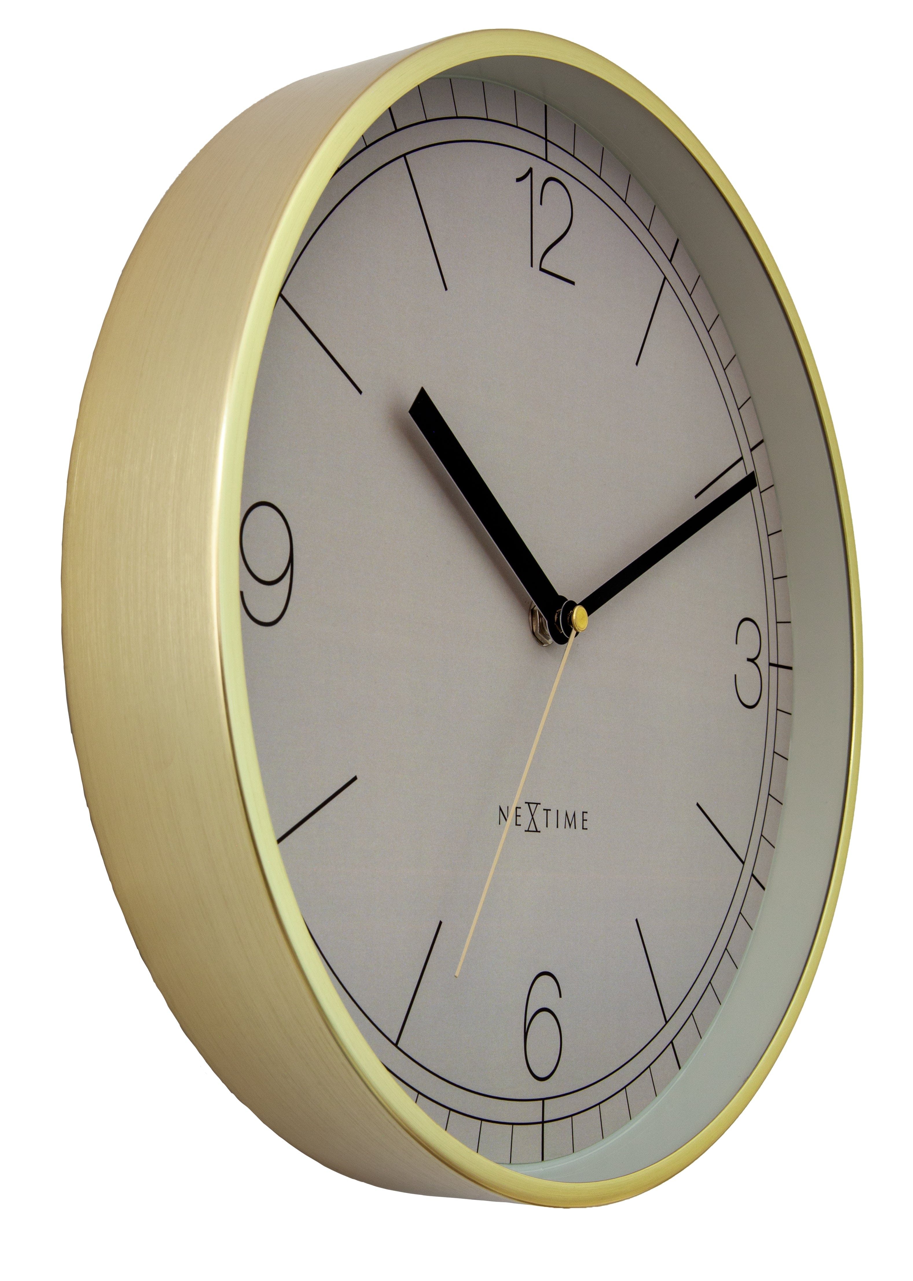nextime-nova-wanduhr-30-cm-aluminium-gold-lautlos image 2