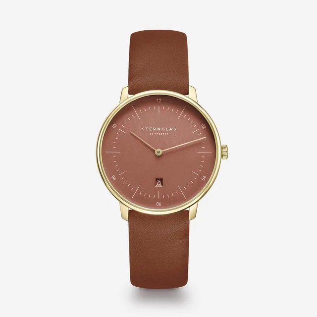 sternglas-naos-xs-edition-flora-damenuhr-33mm-terracotta-leder image 1