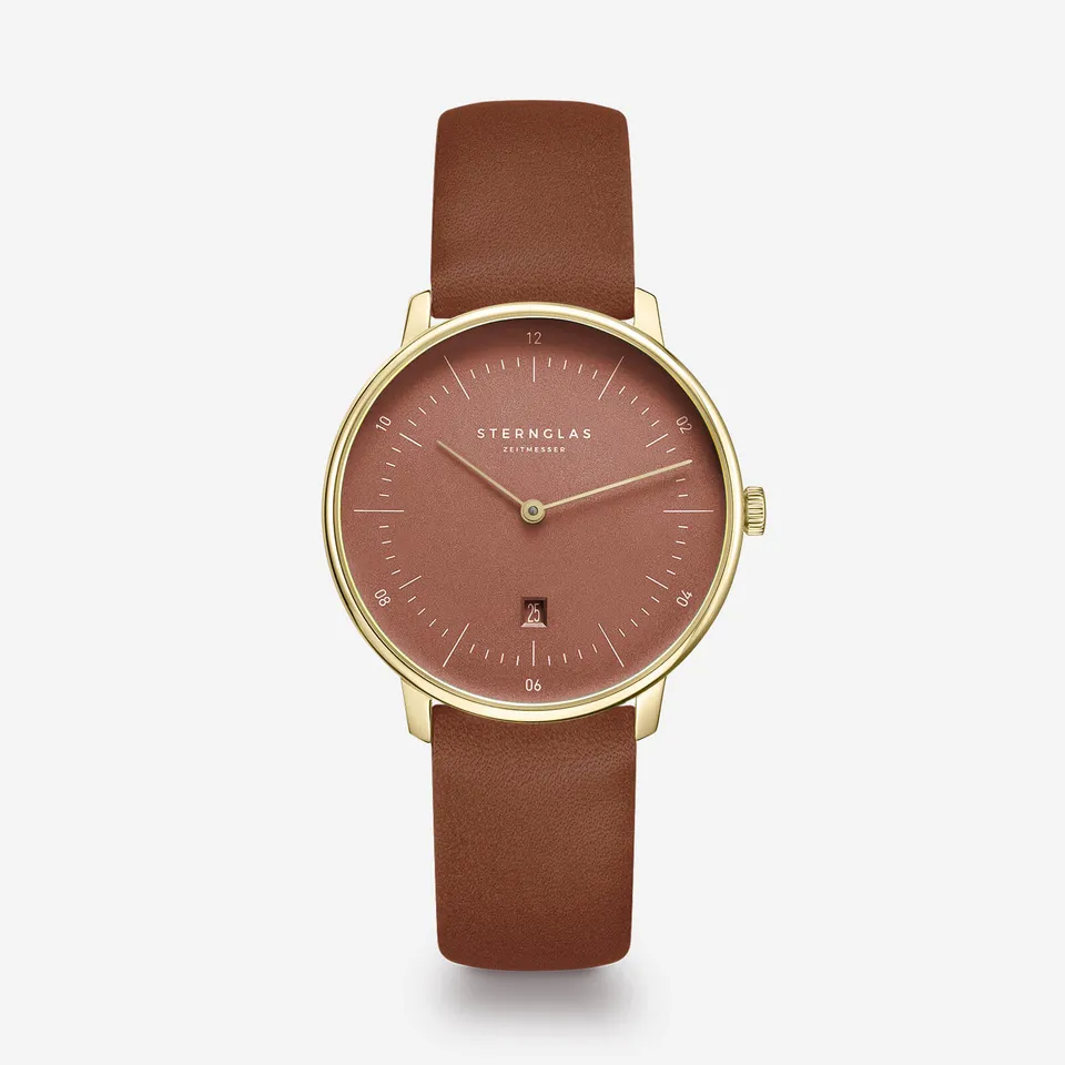 sternglas-naos-xs-edition-flora-damenuhr-33mm-terracotta-leder image 1